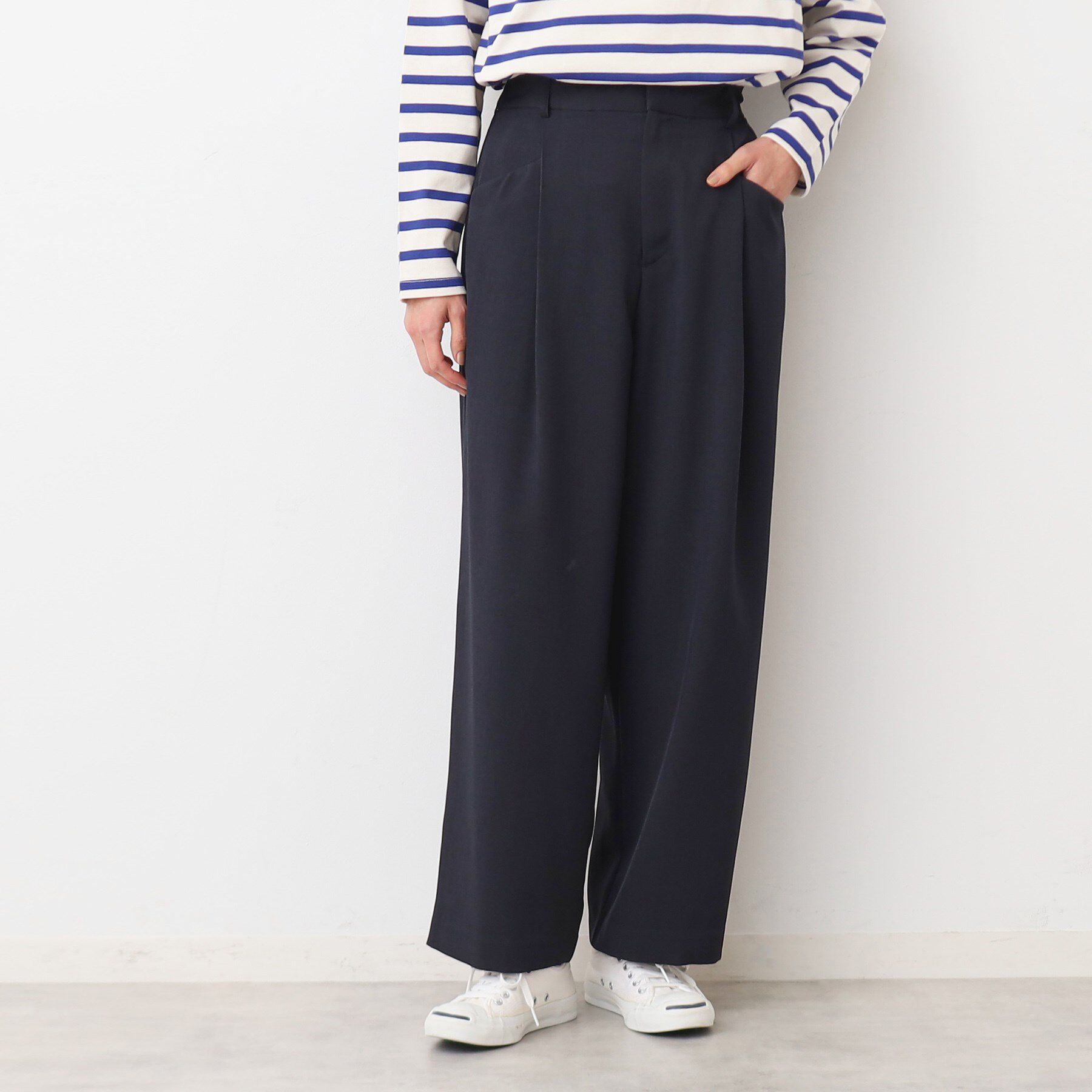 Dessin「【洗える】タック入りワイドパンツ（S～L）」|その他|ネイビー(094)