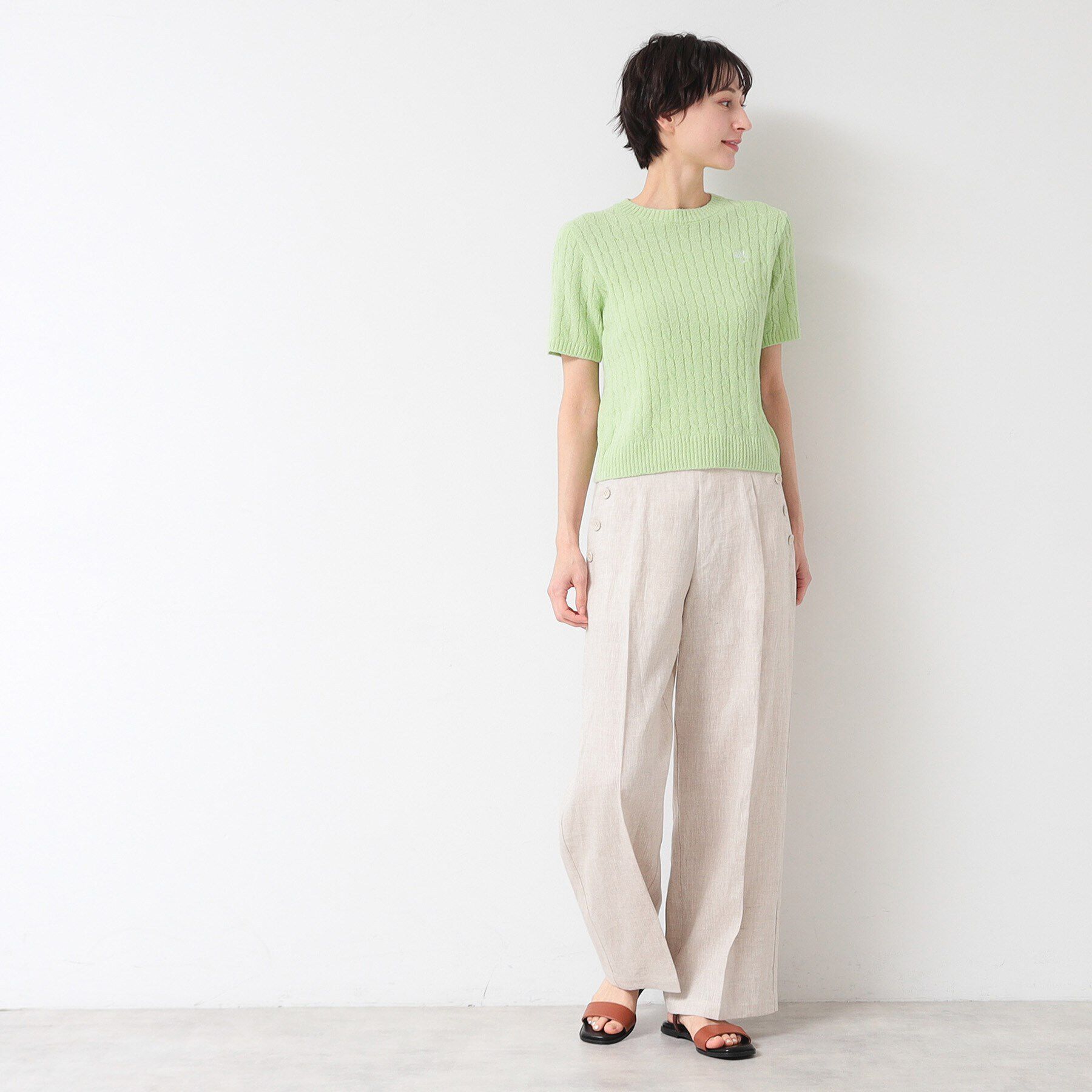 Dessin「【洗える】ケーブルクルーネックニット」|ニット・セーター|