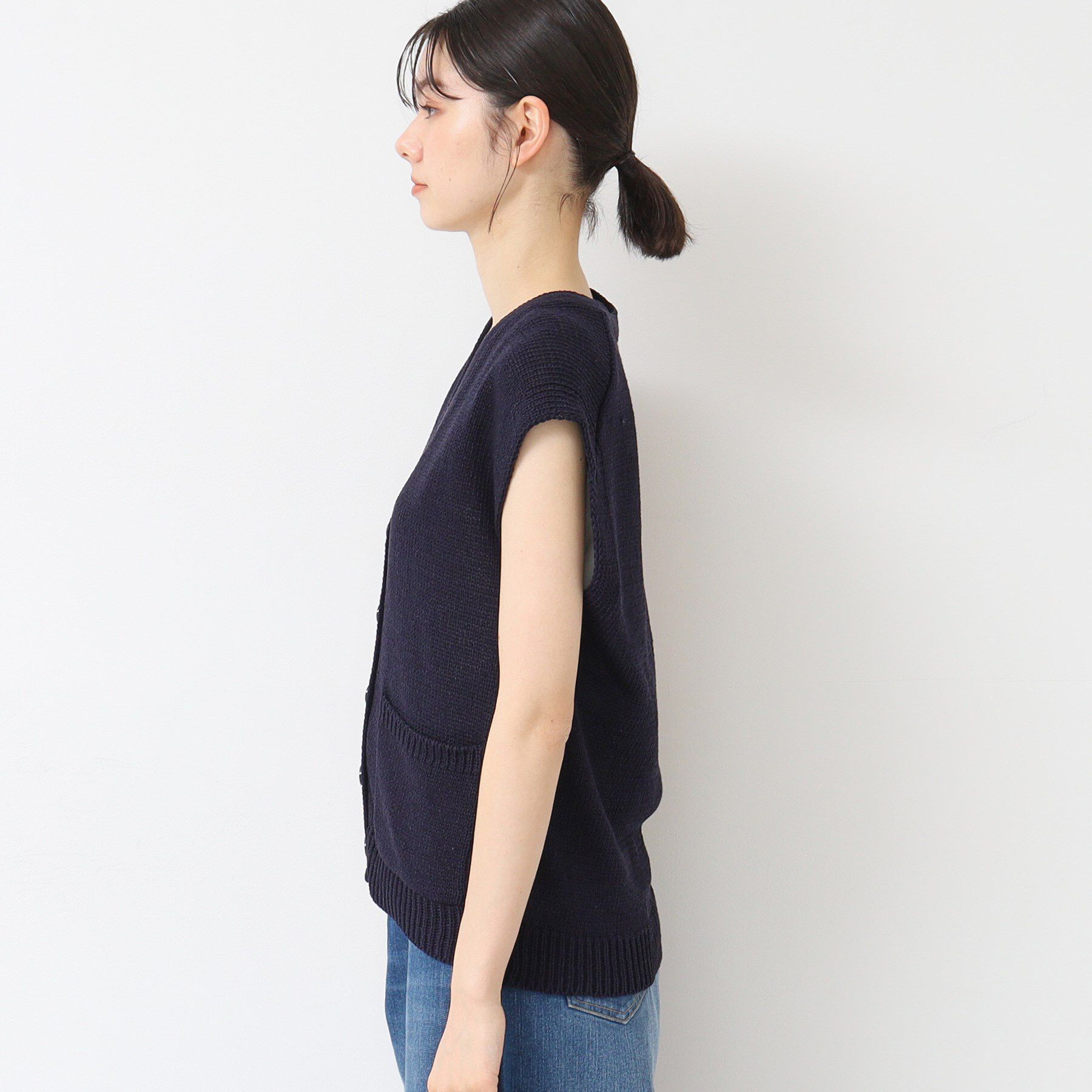 Dessin「【日本製】ボタン付きニットベスト」|ベスト・ジレ|