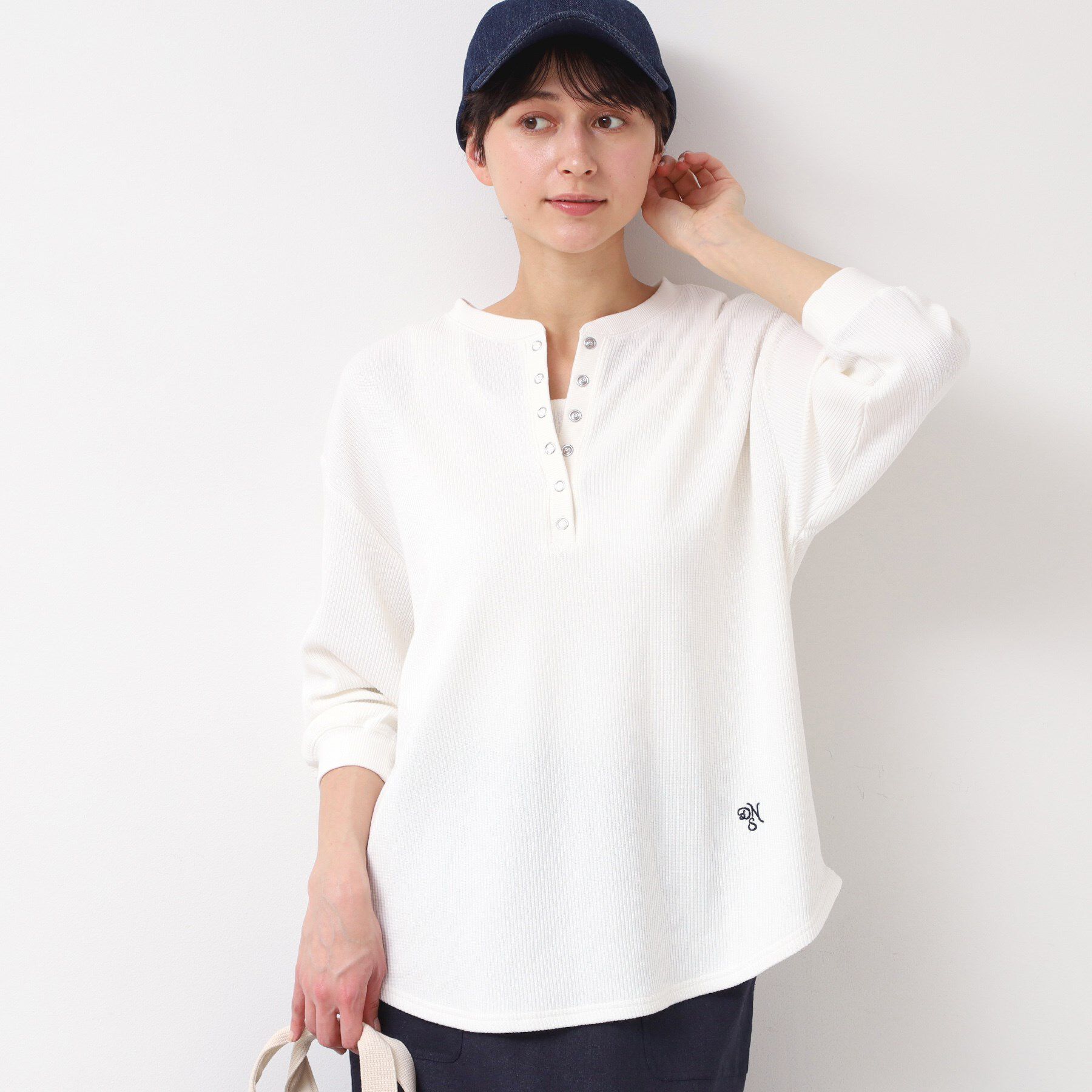 Dessin「【洗える】ヘンリーネックカットソー」|Tシャツ・カットソー|ホワイト(002)