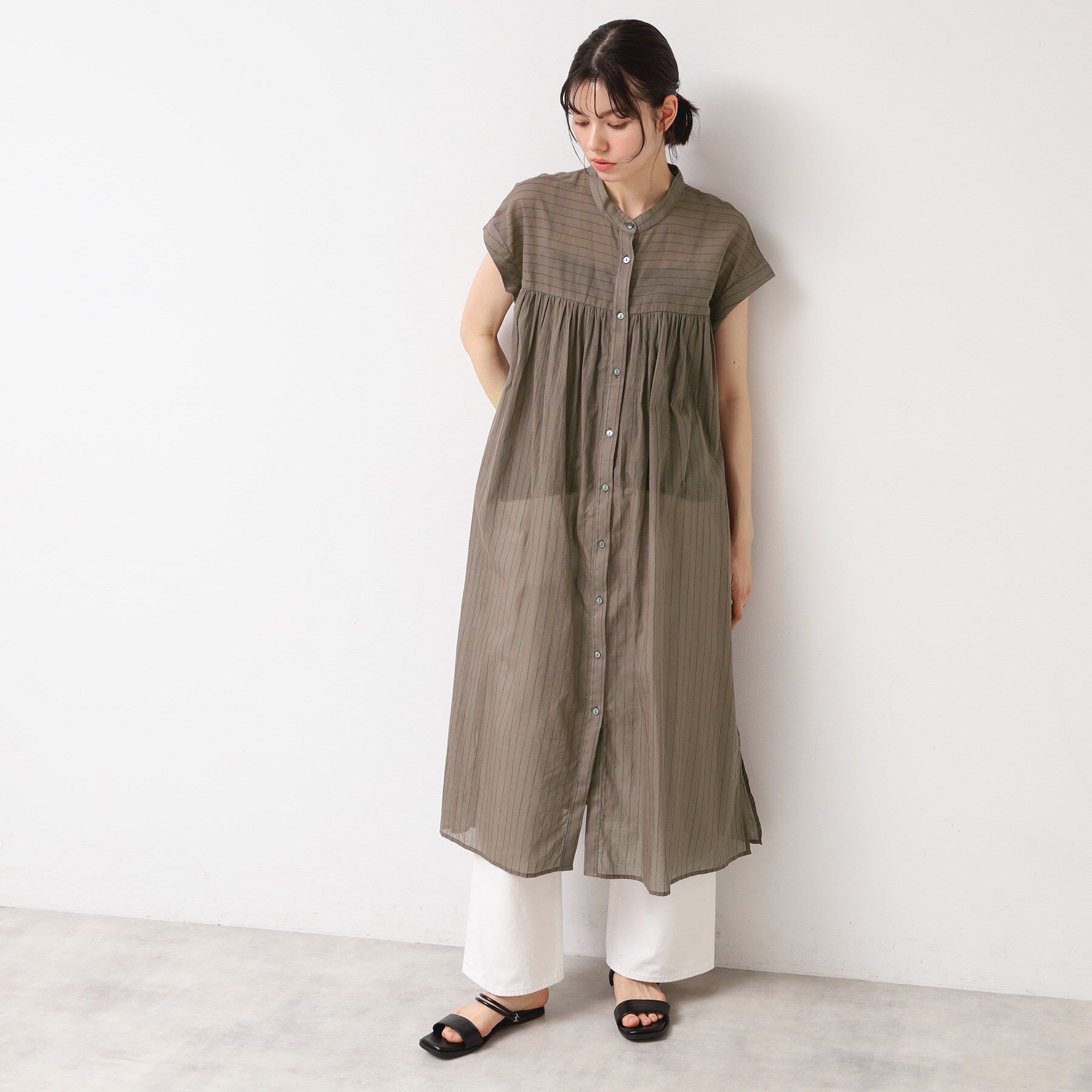 Dessin「【洗える】シアーシャツワンピース」|ワンピース|