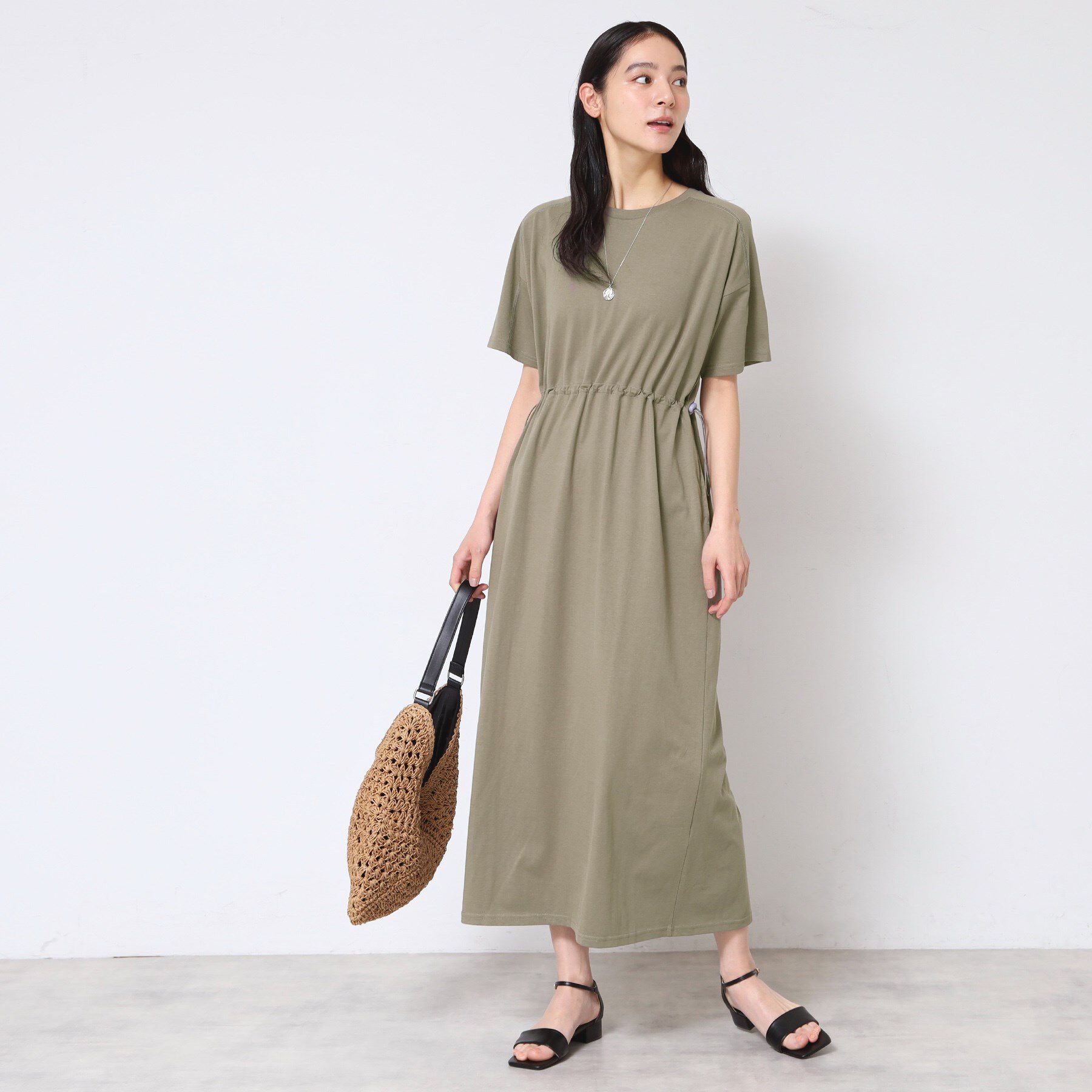 Dessin「【洗える】ドロスト付きジャージワンピース」|ワンピース|