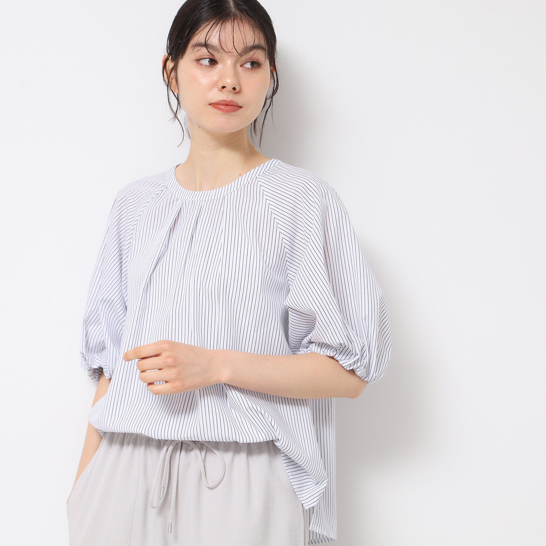 Dessin「【洗える】ギャザー入りバルーンスリーブブラウス」|シャツ・ブラウス|