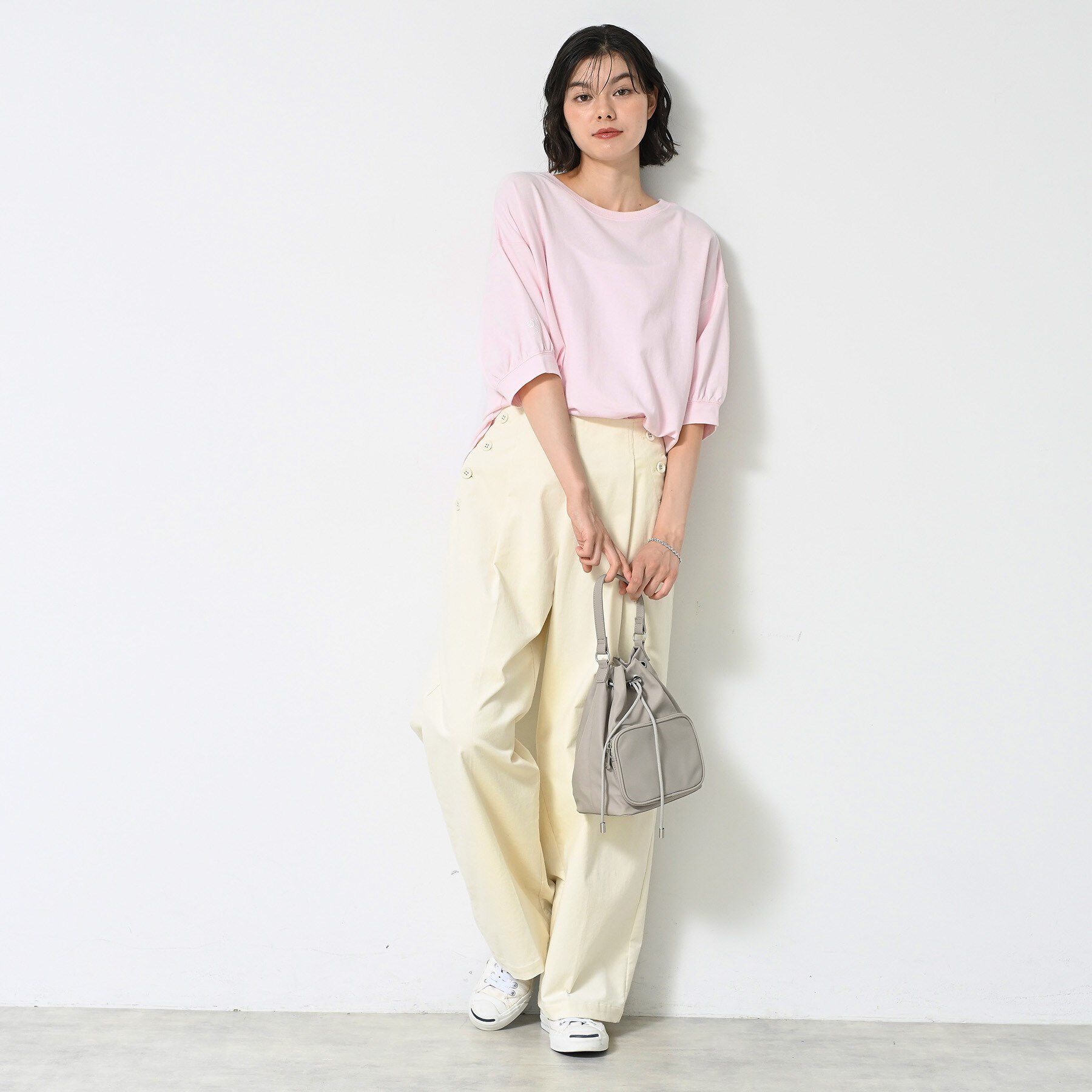 Dessin「【360度可愛い/前後2WAY/洗える】ライトコットンヘンリーカットソー」|Tシャツ・カットソー|