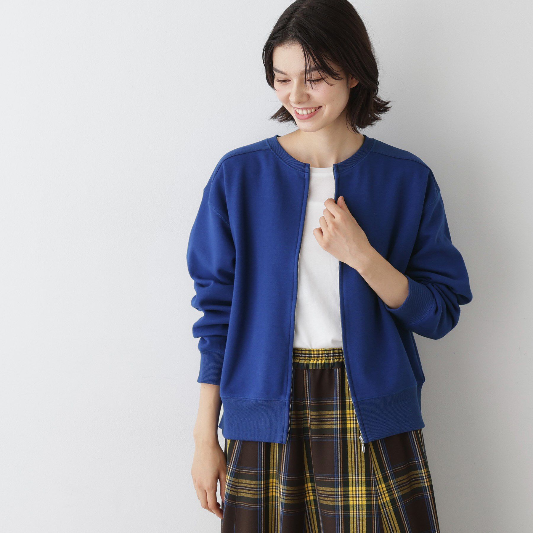 Dessin「【洗える】フロントジップカーディガン」|カーディガン|ブルー(093)