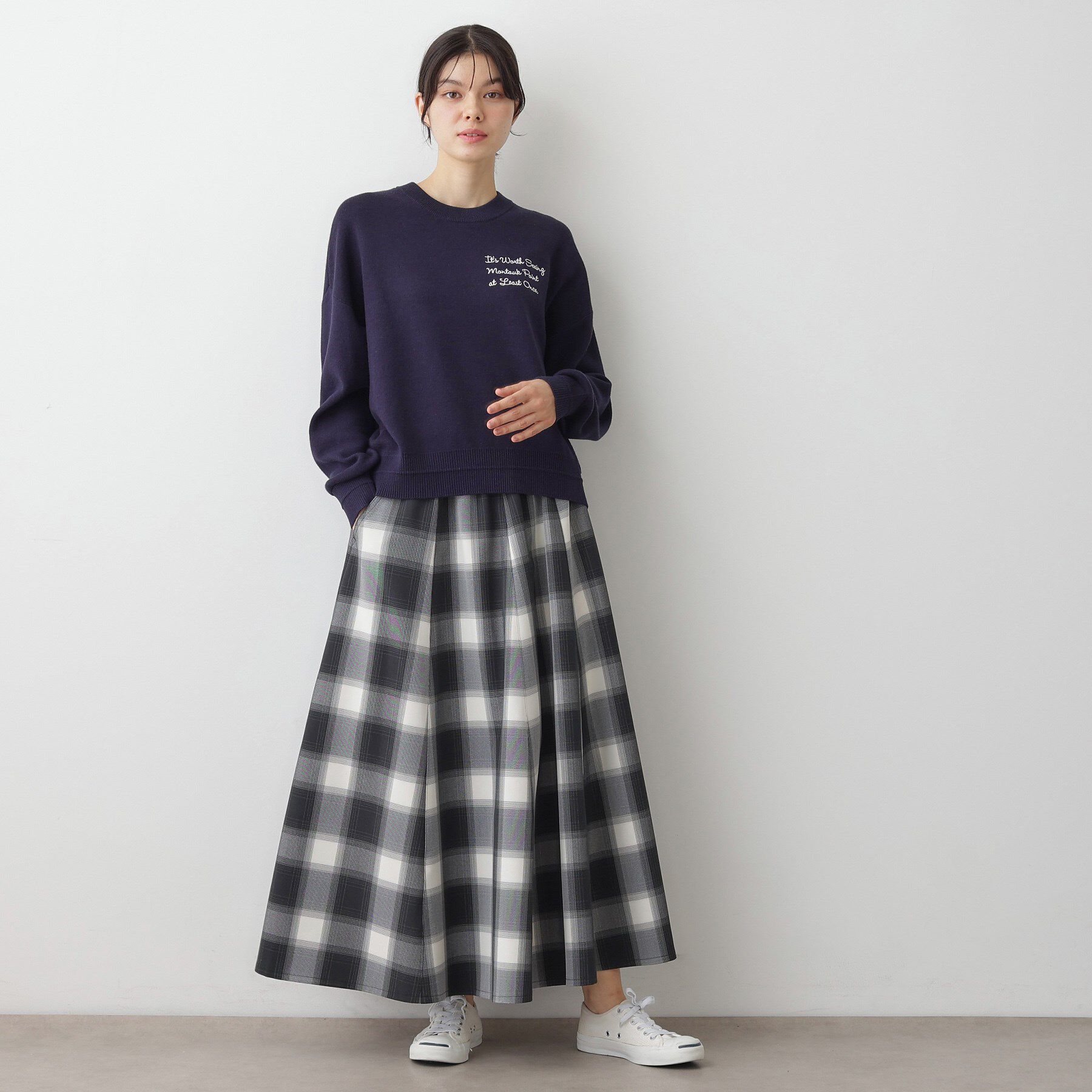 Dessin「【洗える】メッセージ刺繍入りジャカードニット」|ニット・セーター|