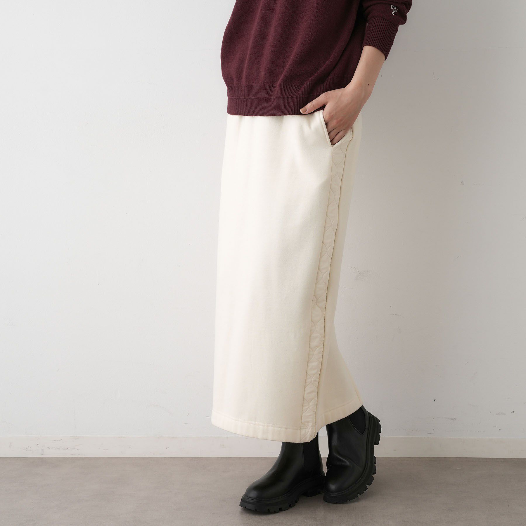 Dessin「【セットアップ可/ウエストゴム】裏毛Iラインスカート」|スカート|オフホワイト(003