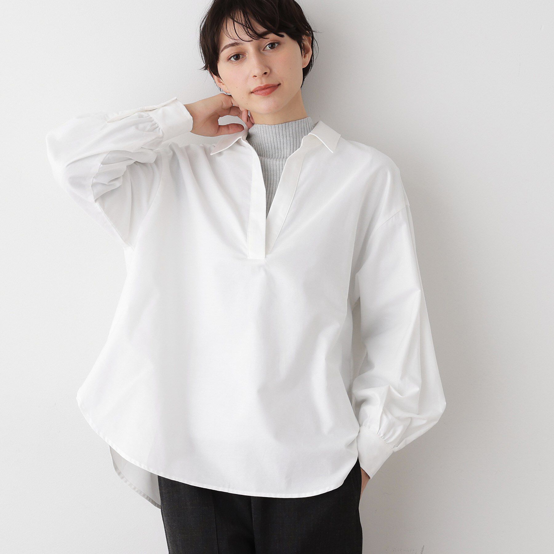 Dessin「【洗える】オックススキッパーシャツ」|シャツ・ブラウス|ホワイト(002)