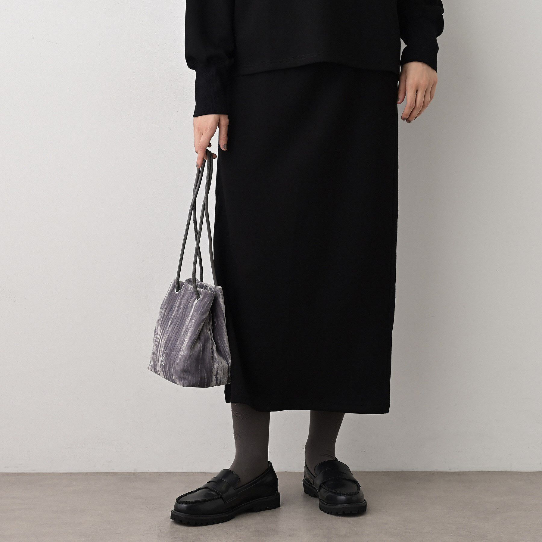 Dessin「【セットアップ可/洗える】切り替えデザインサイドリブスカート」|スカート|ブラック(019)