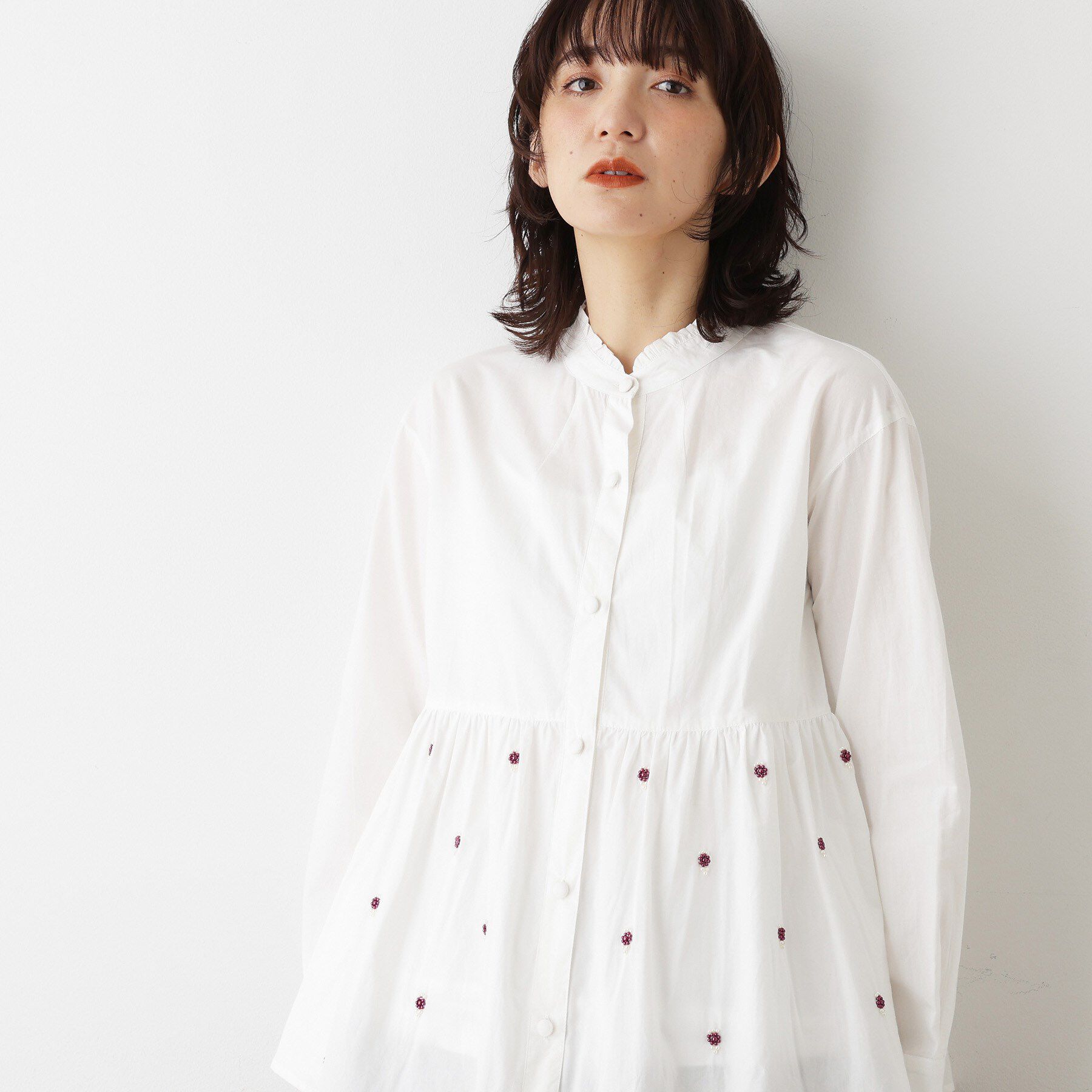 Dessin「【洗える/インド製】ビーズ刺繍ペプラムブラウス」|シャツ・ブラウス|