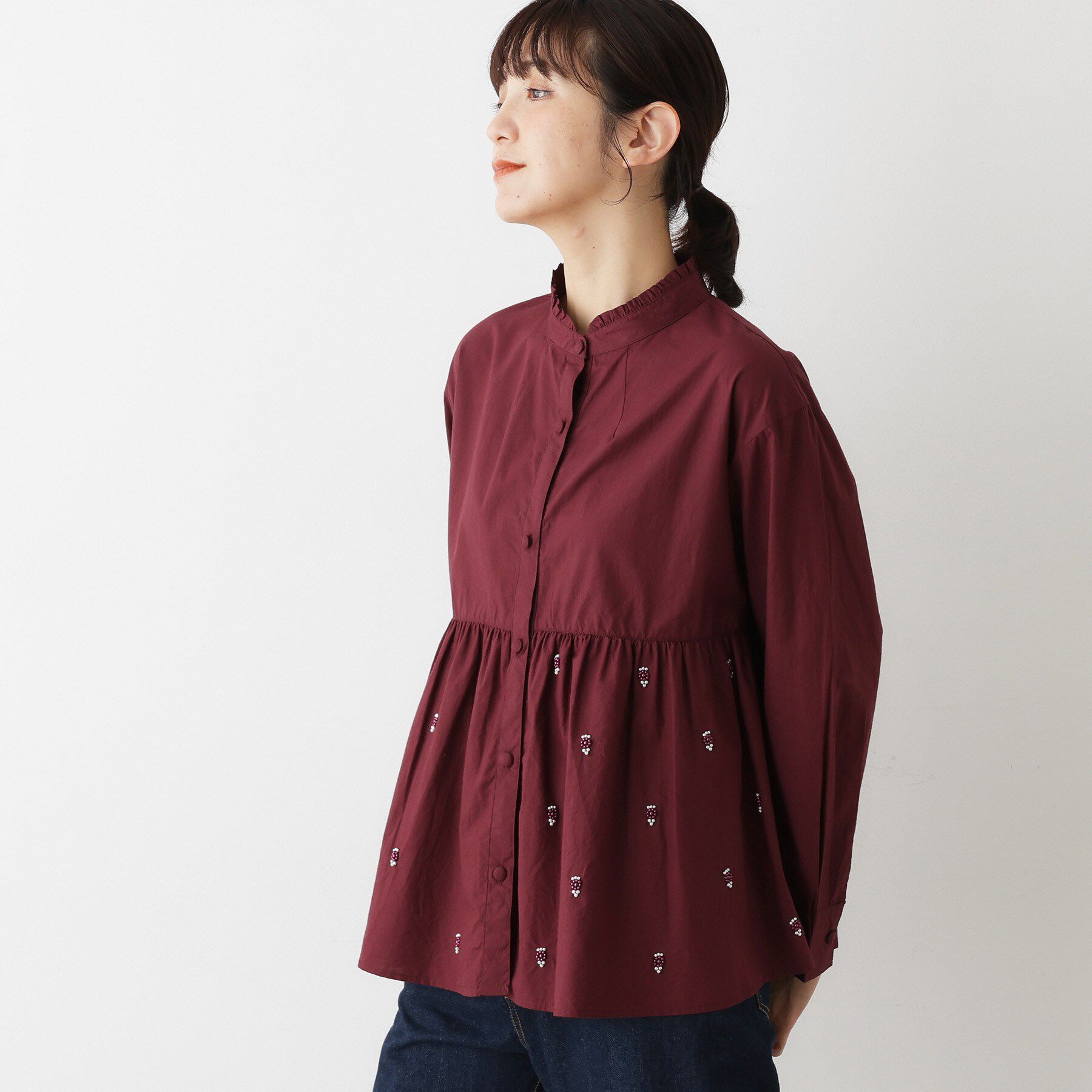 Dessin「【洗える/インド製】ビーズ刺繍ペプラムブラウス」|シャツ・ブラウス|