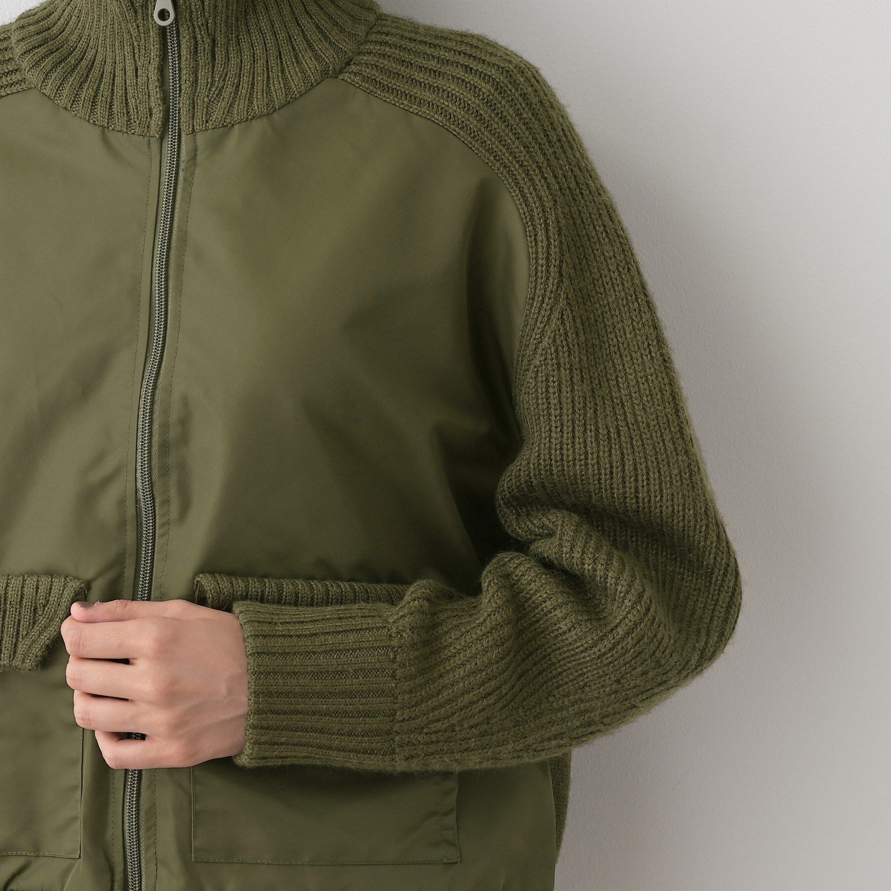 Dessin「【洗える】異素材ミックスジップブルゾン」|ブルゾン・スタジャン|