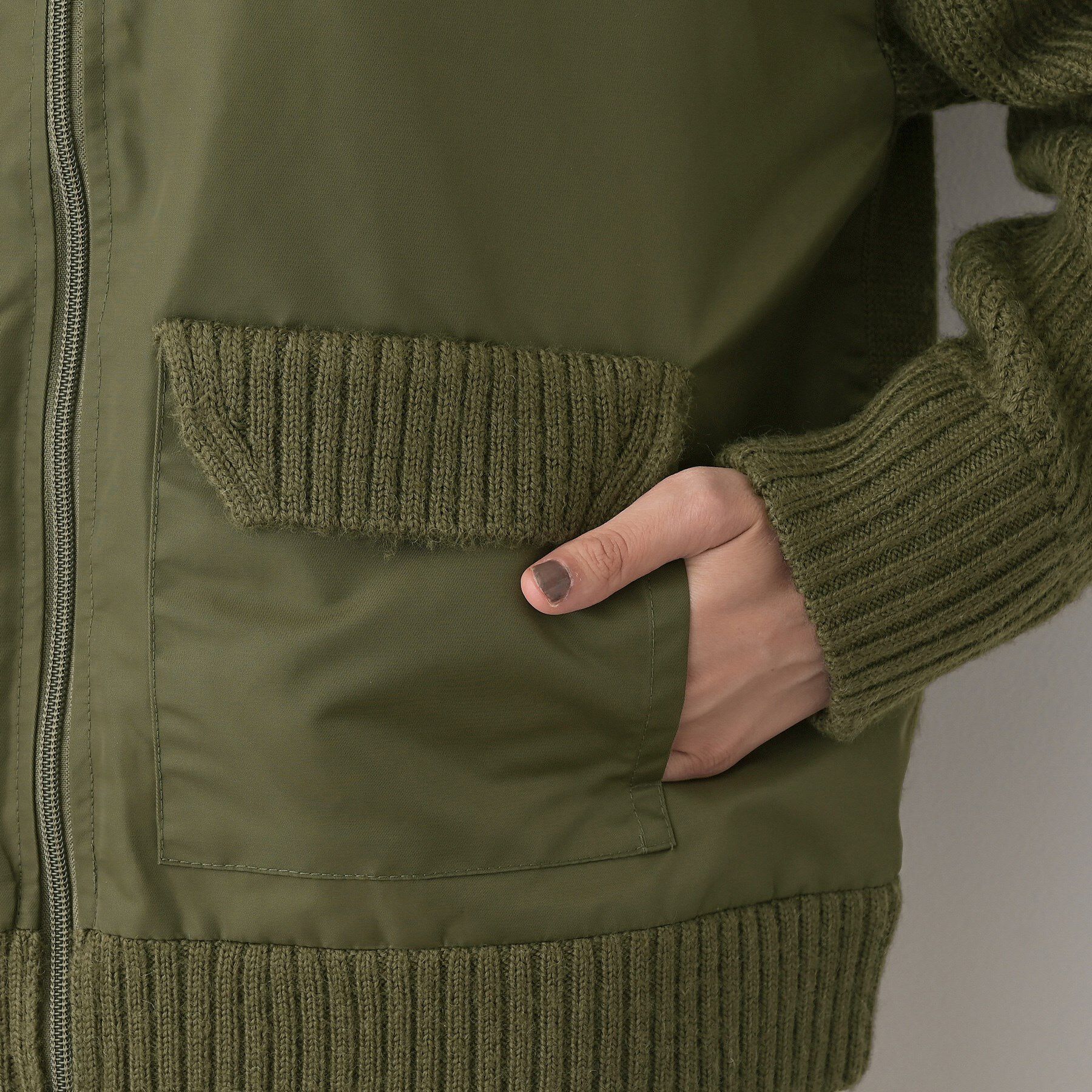 Dessin「【洗える】異素材ミックスジップブルゾン」|ブルゾン・スタジャン|