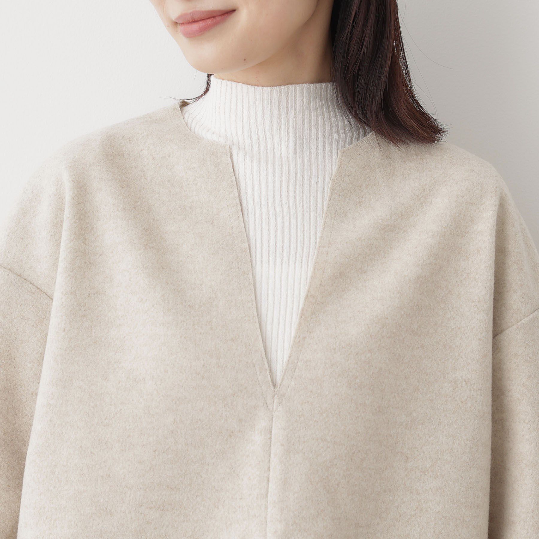 Dessin「【セットアップ可/洗える】Vネックメルトンジャージ」|シャツ・ブラウス|