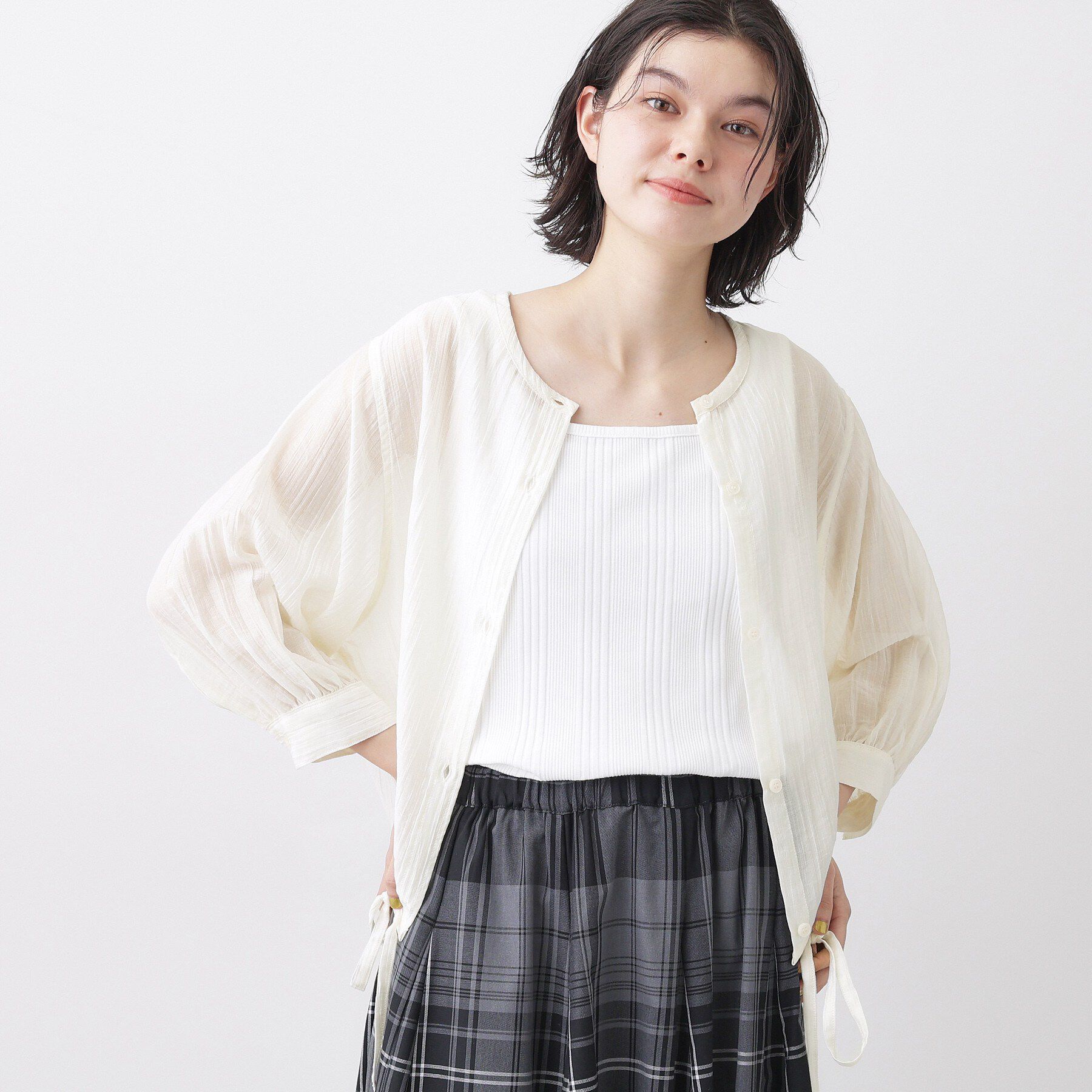 Dessin「【洗える】シアードロストブラウス」|シャツ・ブラウス|ホワイト(002)