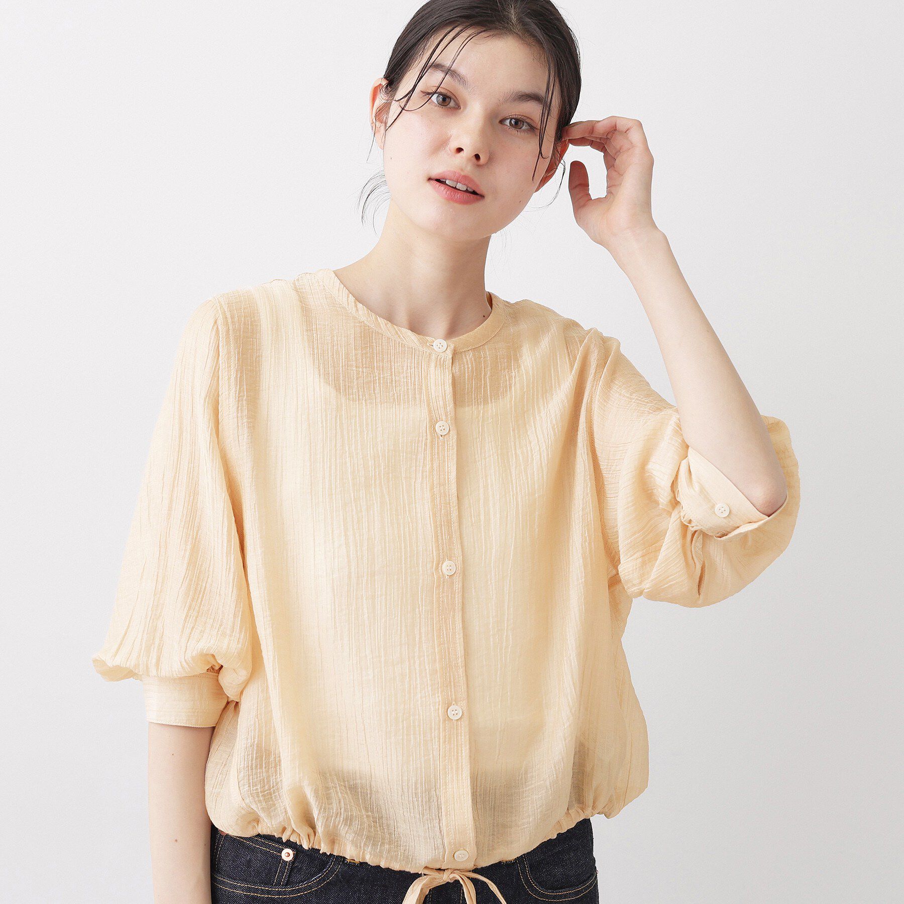 Dessin「【洗える】シアードロストブラウス」|シャツ・ブラウス|ピンクベージュ(07