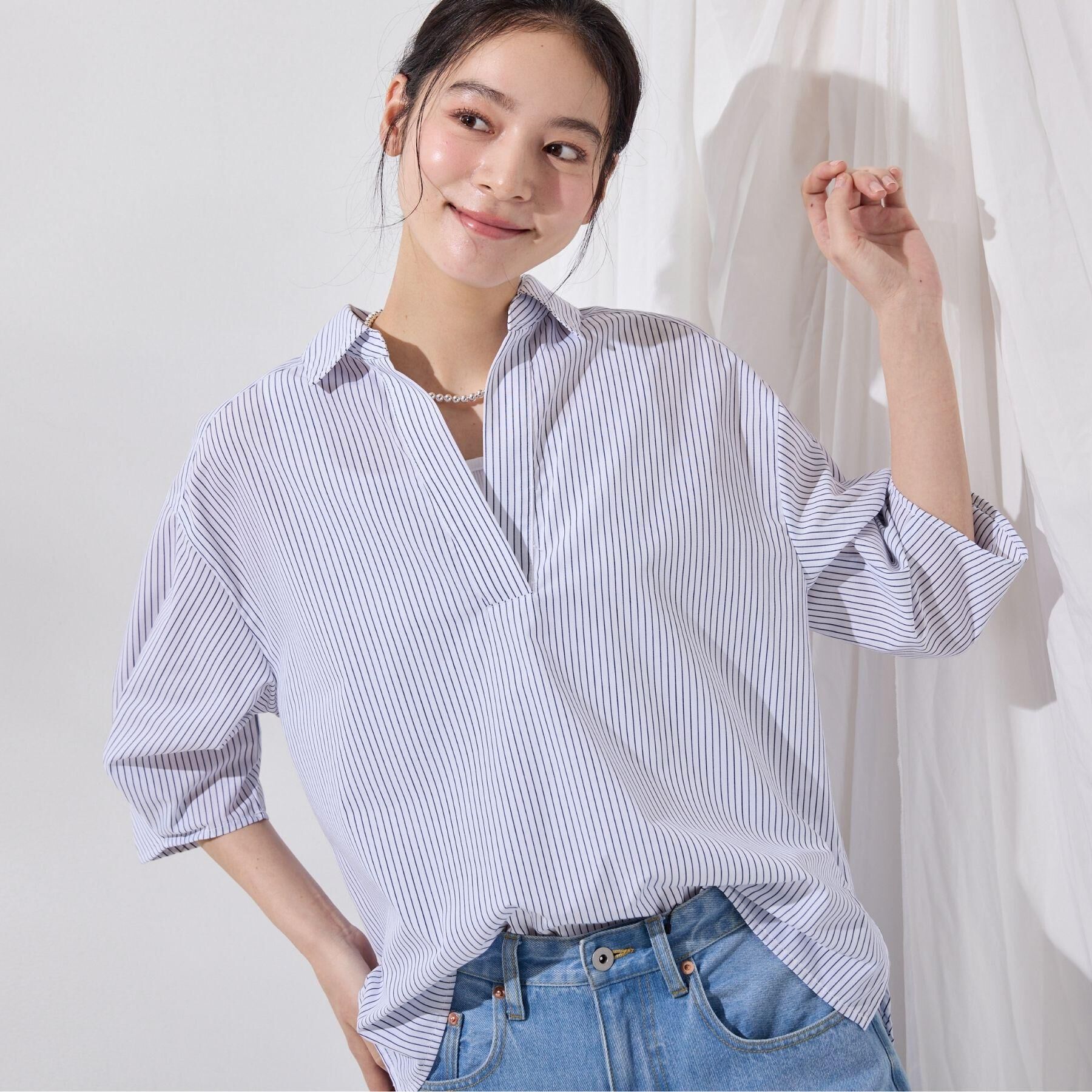 Dessin「【洗える】スキッパーシャツブラウス」|シャツ・ブラウス|