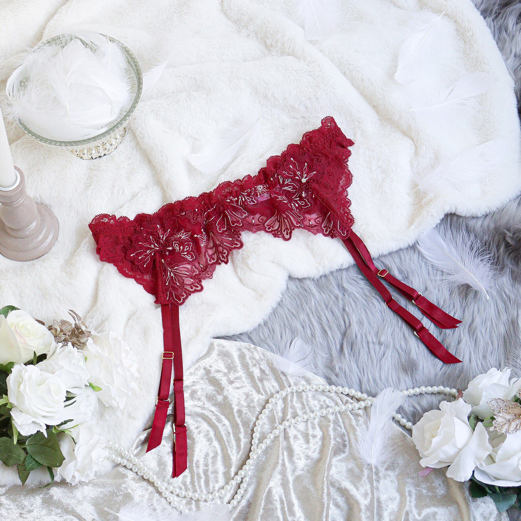 Risa Magli「カロリーネ ガーターベルト」|インナー|レッド(061)