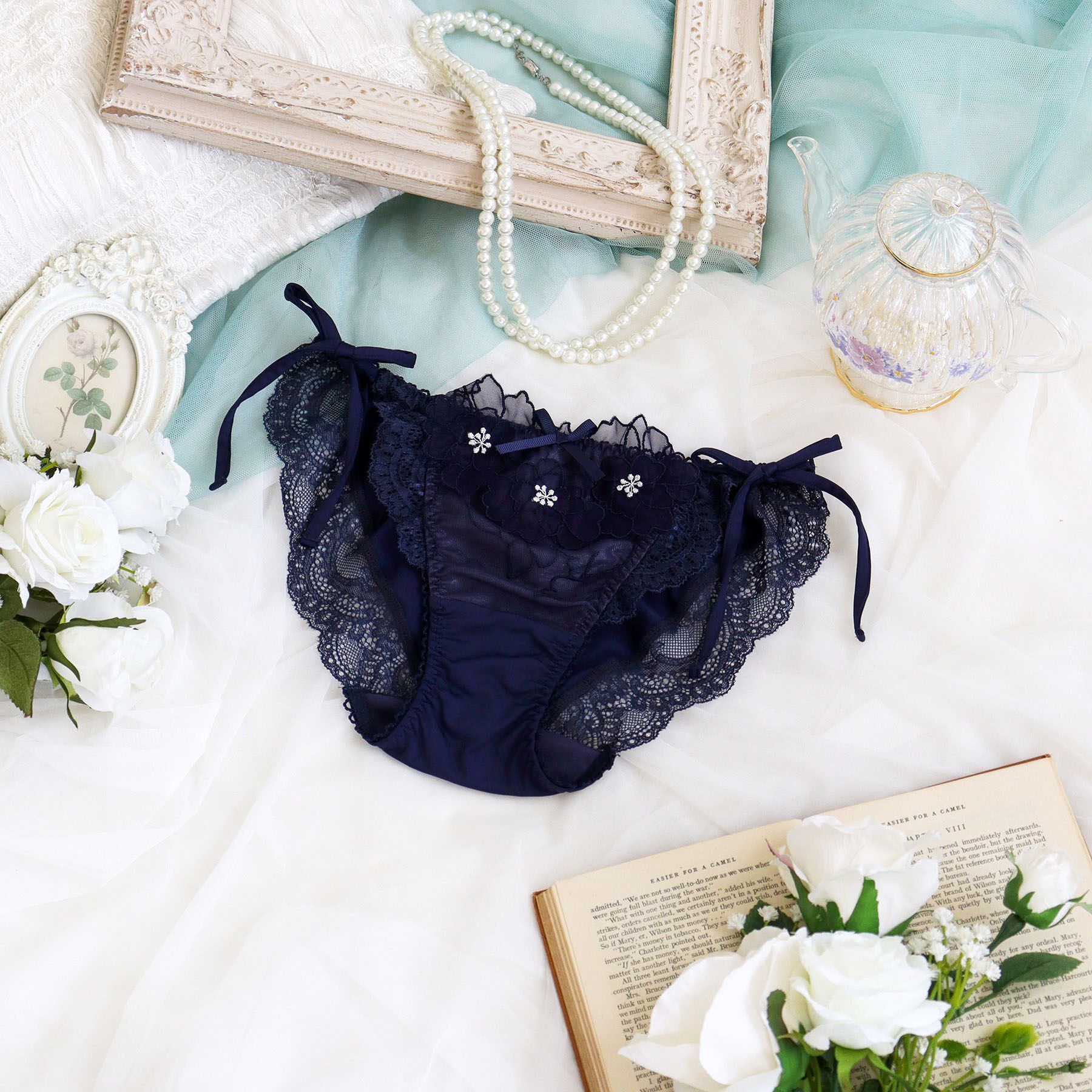 Risa Magli「スティーナ リボンショーツ」|インナー|ネイビー(094)