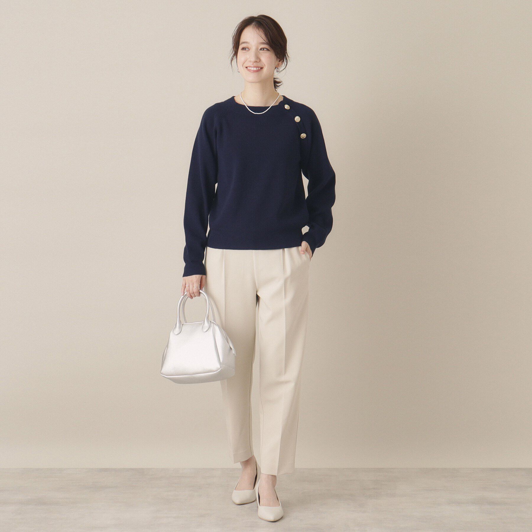 ITS&rsquo;DEMO「【手洗い可】肩ボタン畦ニット」|ニット・セーター|