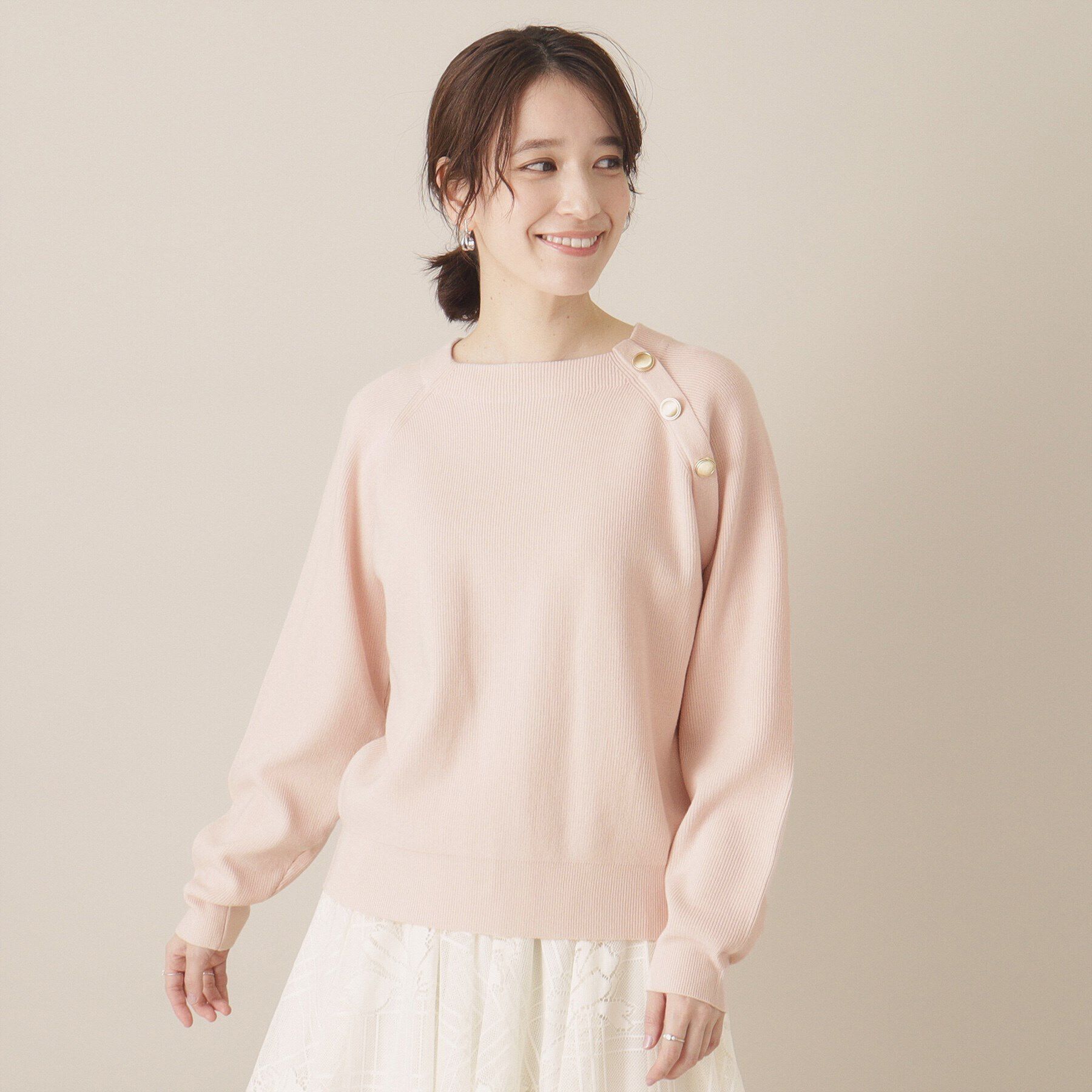 ITS&rsquo;DEMO「【手洗い可】肩ボタン畦ニット」|ニット・セーター|