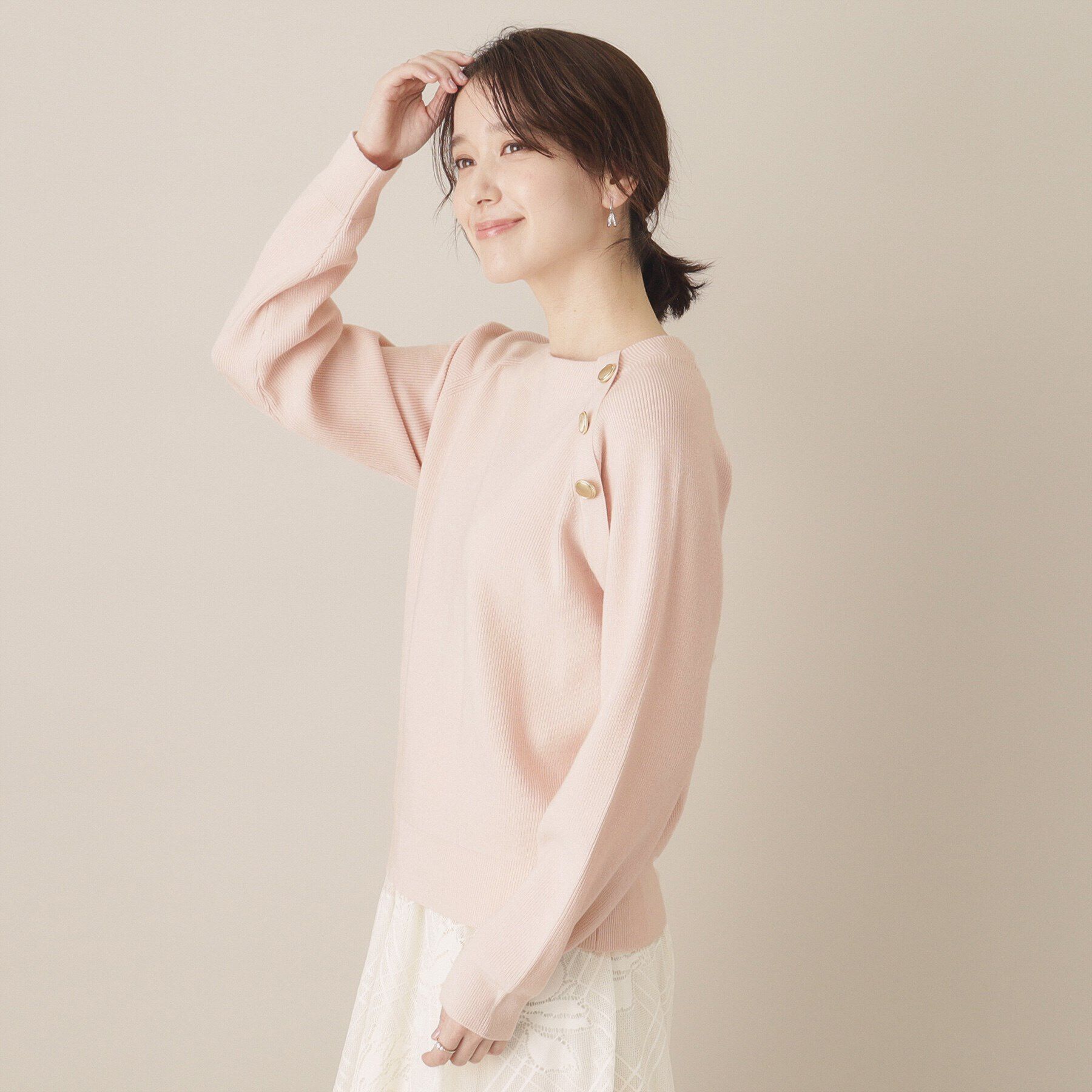 ITS&rsquo;DEMO「【手洗い可】肩ボタン畦ニット」|ニット・セーター|