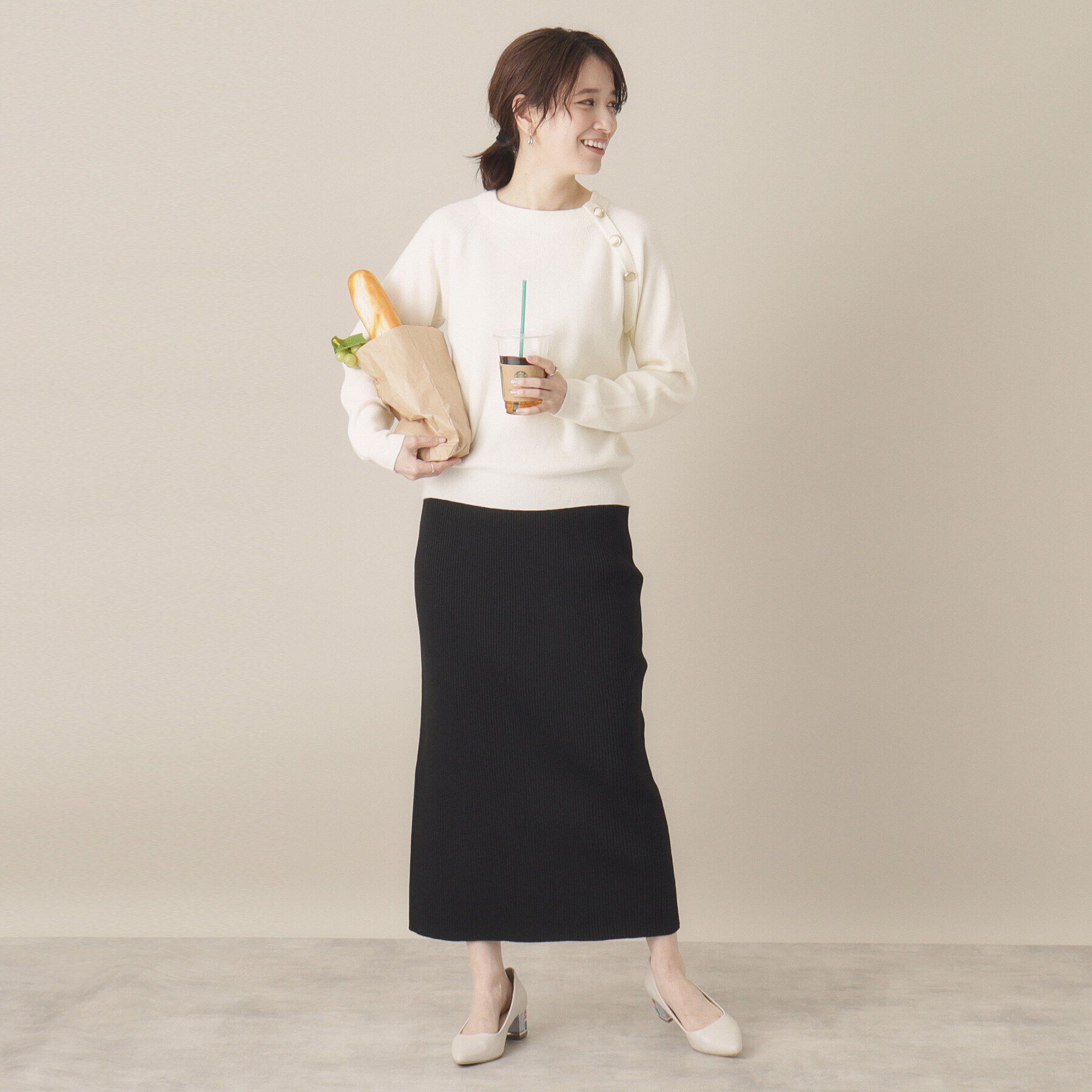 ITS&rsquo;DEMO「【手洗い可】肩ボタン畦ニット」|ニット・セーター|