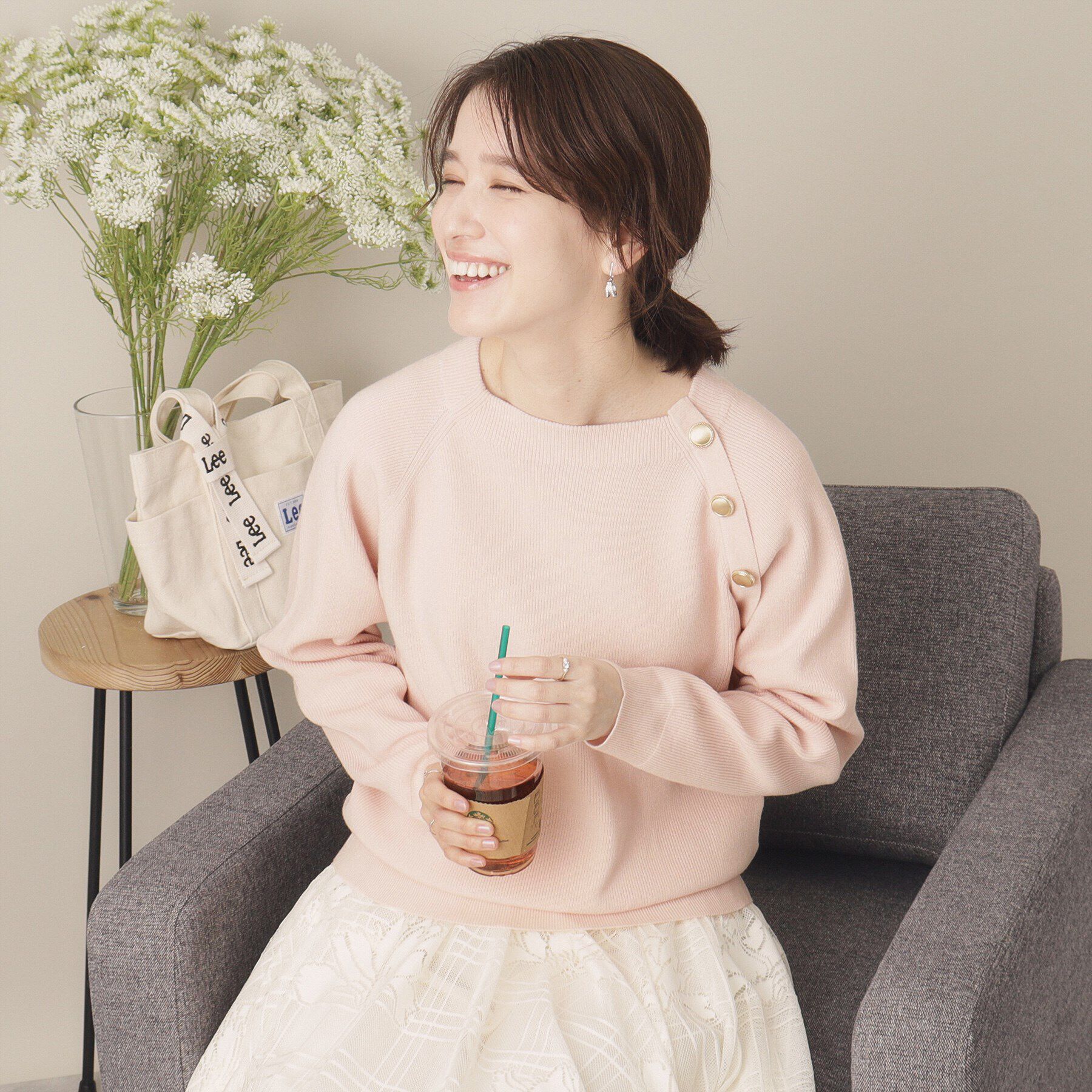 ITS&rsquo;DEMO「【手洗い可】肩ボタン畦ニット」|ニット・セーター|