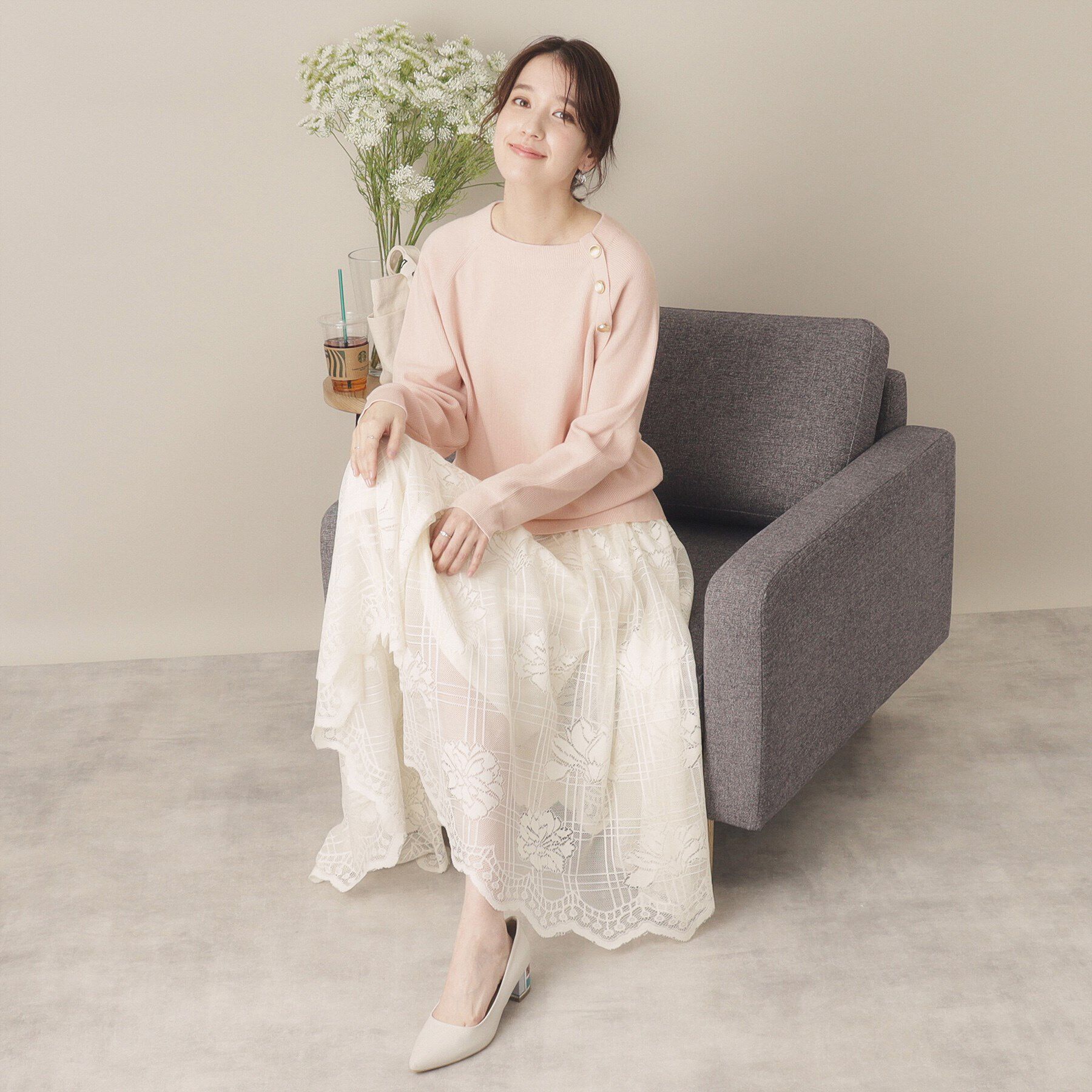 ITS&rsquo;DEMO「【手洗い可】肩ボタン畦ニット」|ニット・セーター|