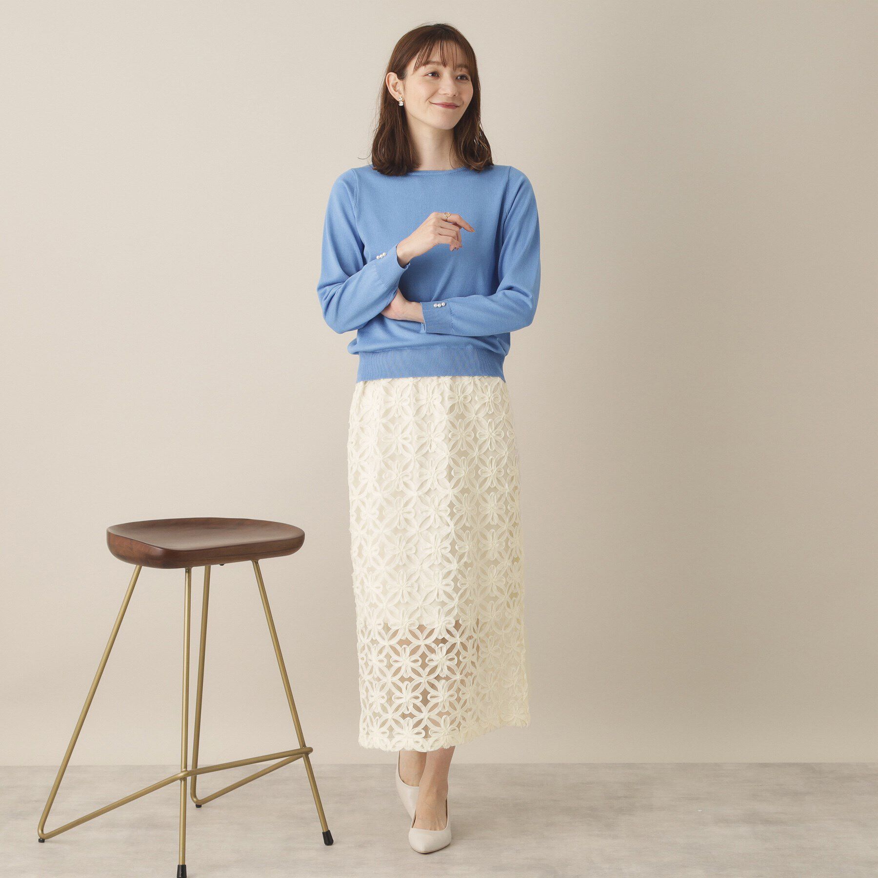 ITS&rsquo;DEMO「【手洗い可／ウエスト総ゴム】花チュールタイトスカート」|スカート|