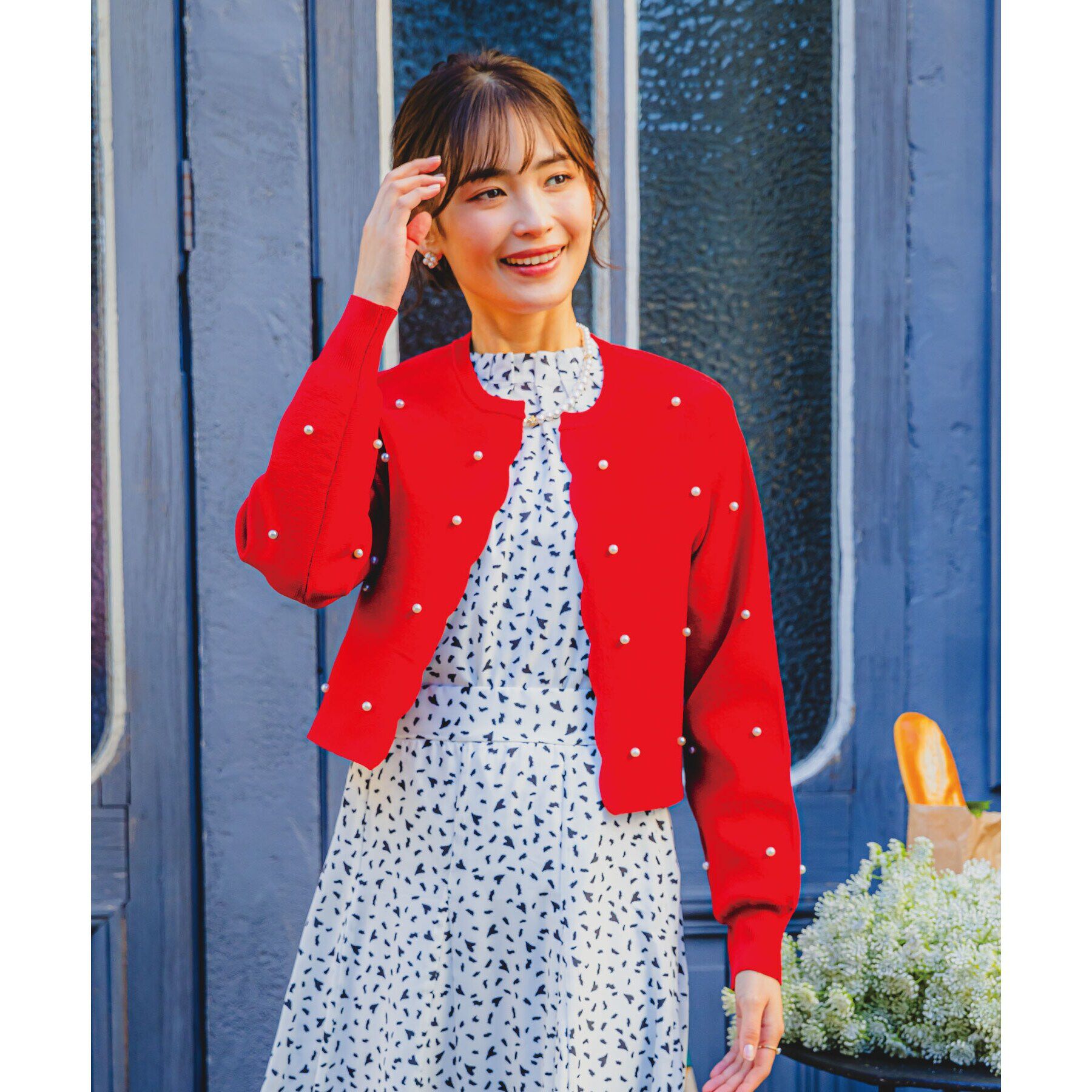 ITS&rsquo;DEMO「【手洗い可】パール調スカラップカーデ」|カーディガン|