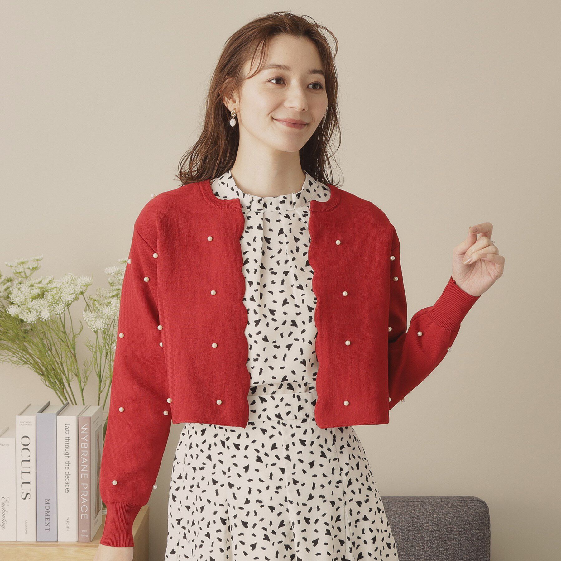 ITS&rsquo;DEMO「【手洗い可】パール調スカラップカーデ」|カーディガン|