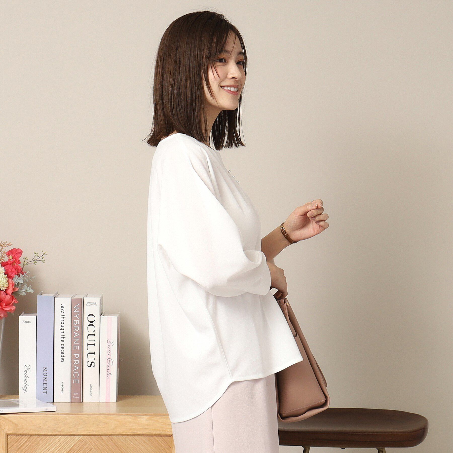 ITS&rsquo;DEMO「【通勤／手洗い可】カットジョーゼットキーネックプルオーバー」|シャツ・ブラウス|