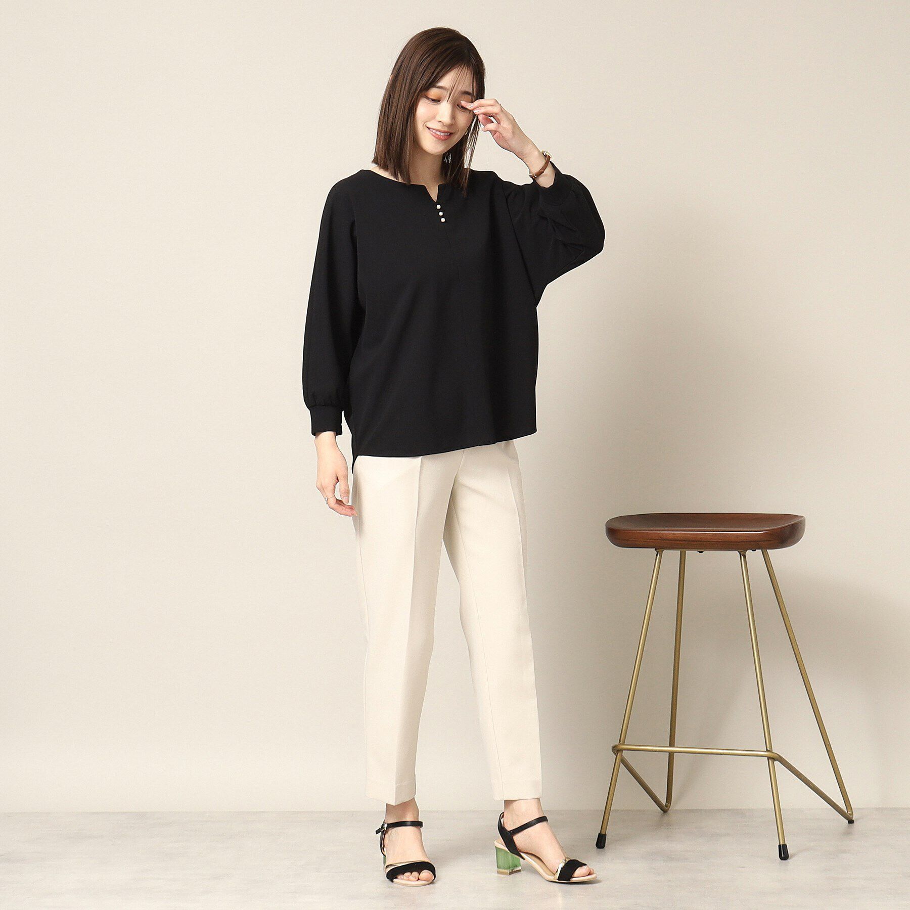 ITS&rsquo;DEMO「【通勤／手洗い可】カットジョーゼットキーネックプルオーバー」|シャツ・ブラウス|