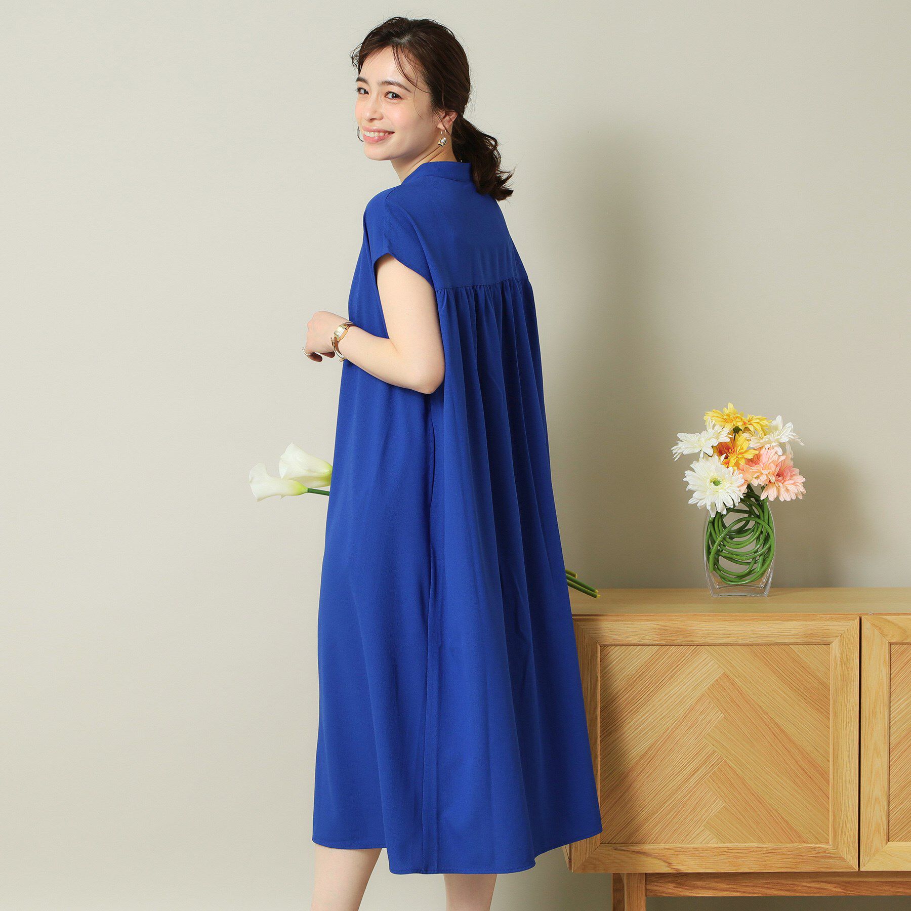 ITS&rsquo;DEMO「【UVケア／吸水速乾／洗濯機OK／冷感】麻調合繊前開きワンピース＜ラク服シリーズ＞」|ワンピース|