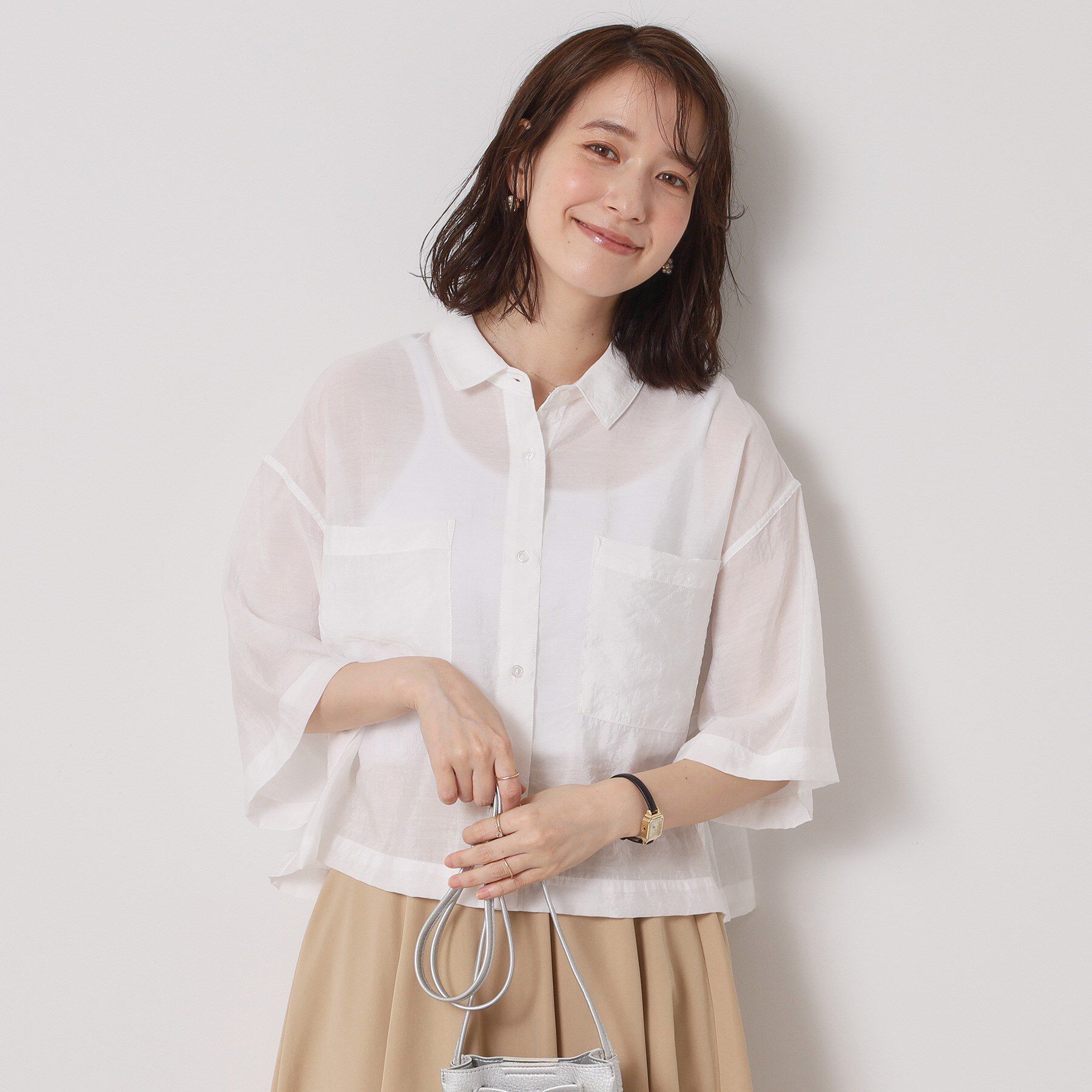 ITS&rsquo;DEMO「【手洗い可】シアーショート丈シャツ」|シャツ・ブラウス|