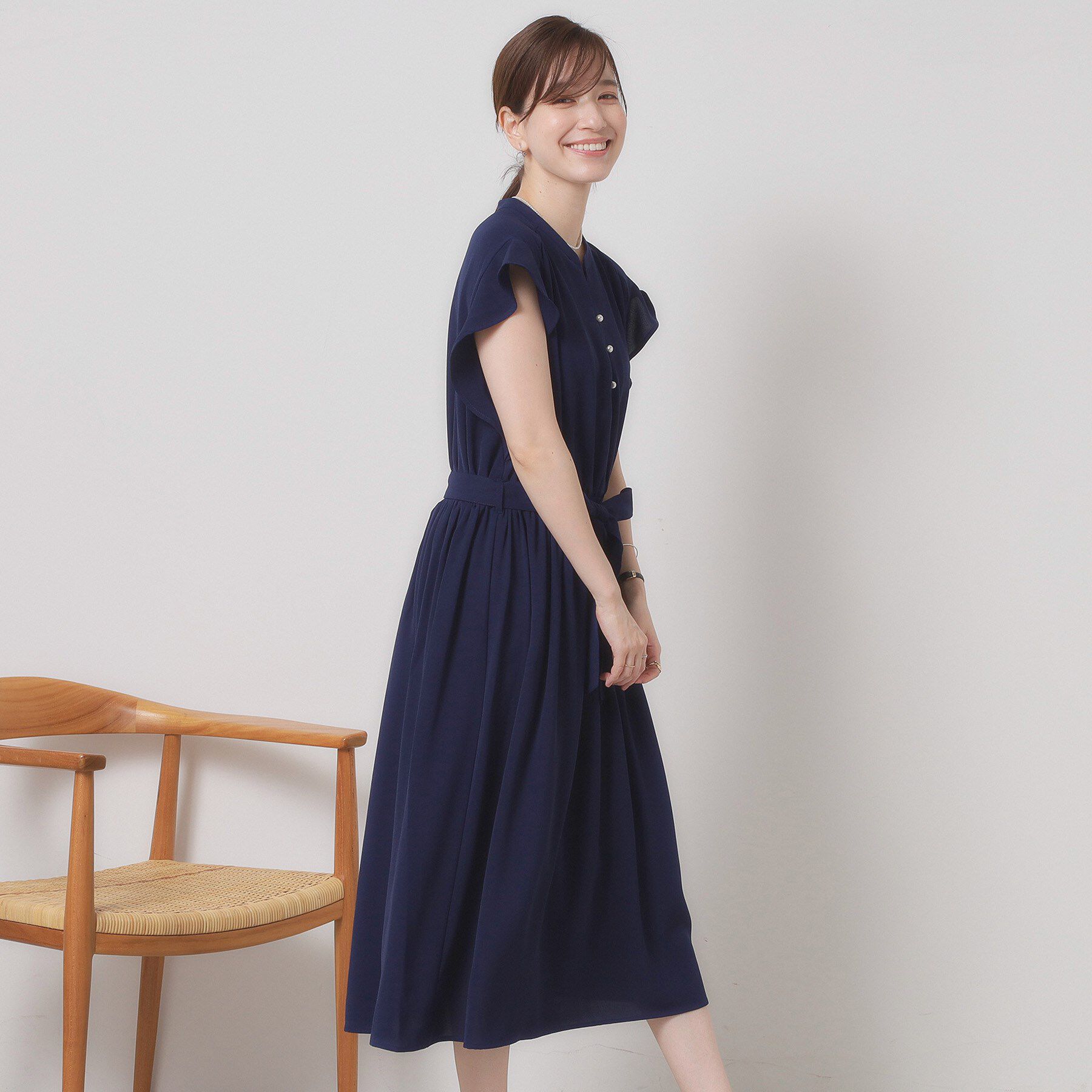 ITS&rsquo;DEMO「【手洗い可】フリル袖ブラウジングワンピース」|ワンピース|