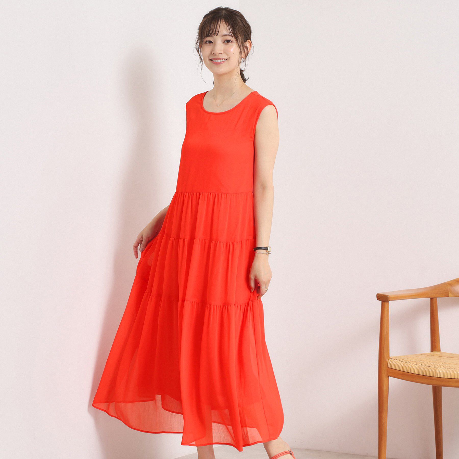 ITS&rsquo;DEMO「【手洗い可】楊柳マキシワンピース」|ワンピース|オレンジ(068)
