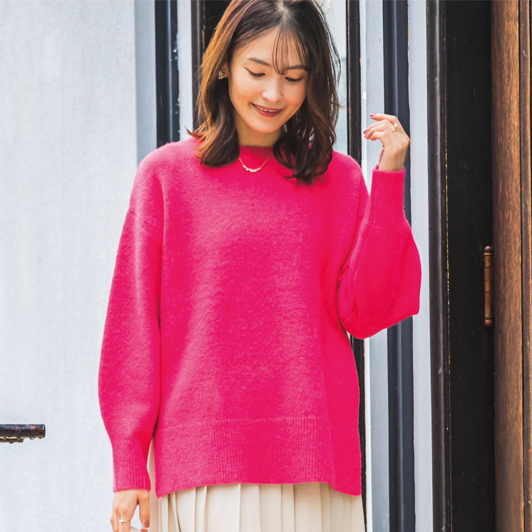 ITS&rsquo;DEMO「【洗濯機OK】ミックスヤーンクルーニット」|ニット・セーター|