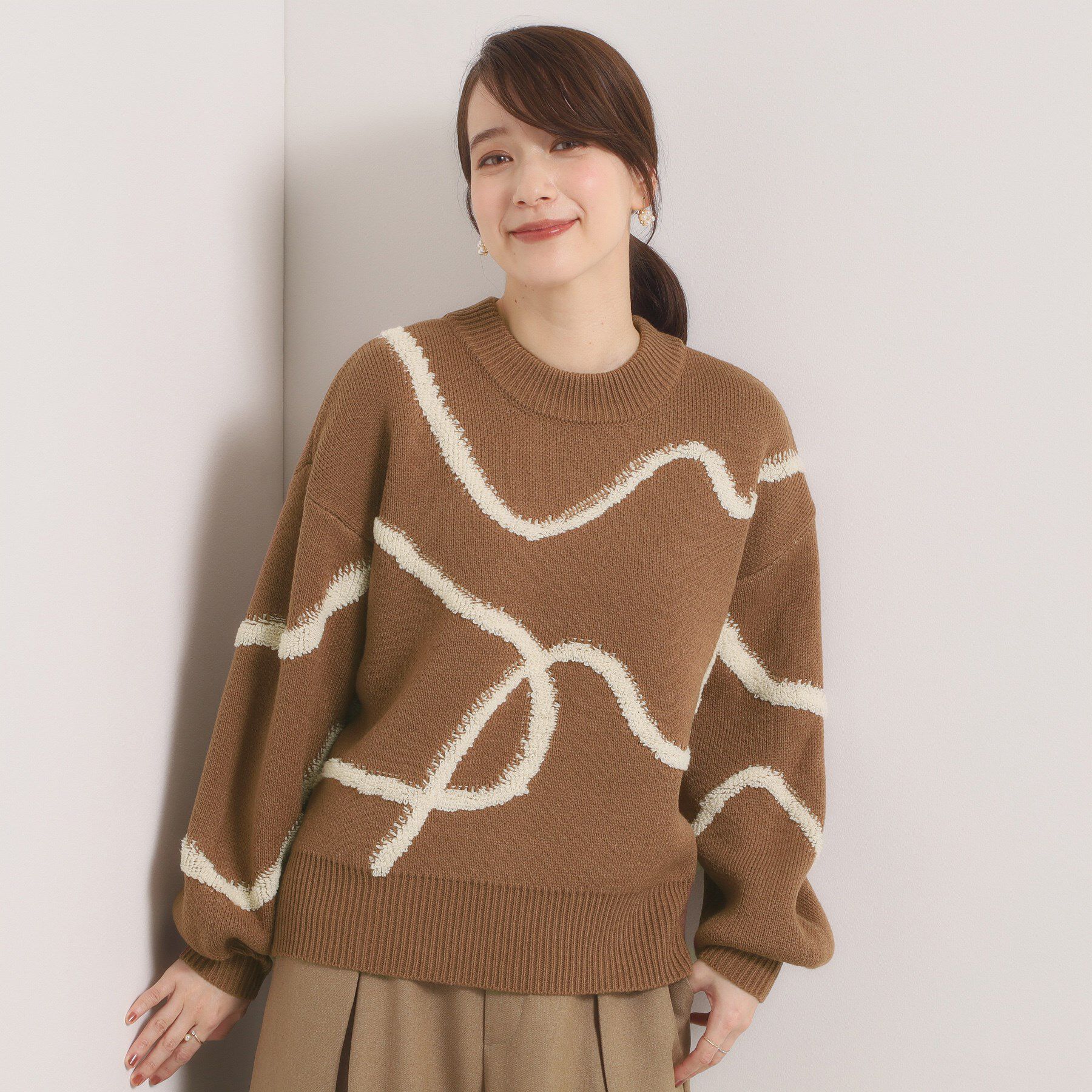 ITS&rsquo;DEMO「【手洗い可】ニュアンス柄ニット」|ニット・セーター|モカブラウン(042