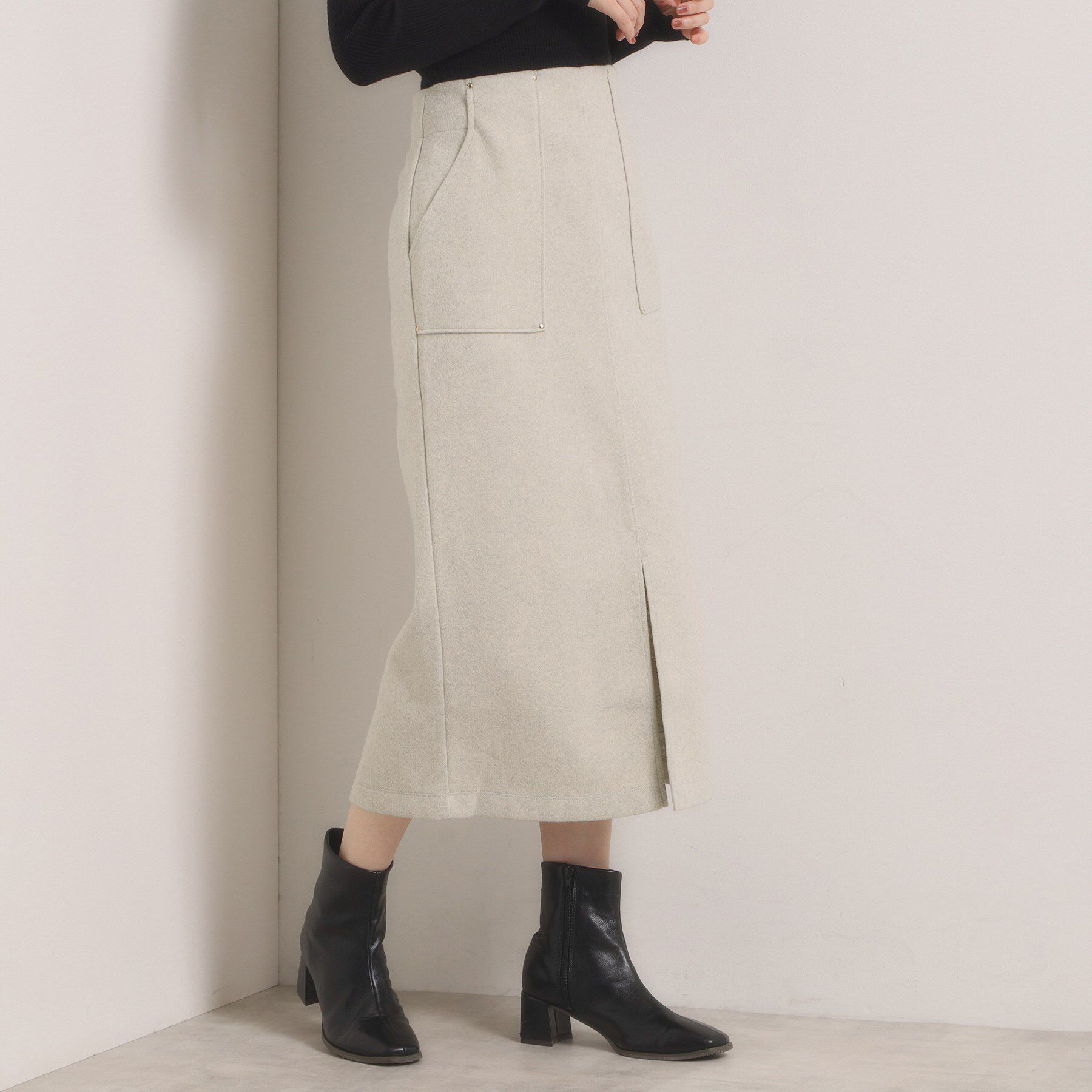 ITS&rsquo;DEMO「【洗濯機OK】カットメルトンタイトスカート」|スカート|