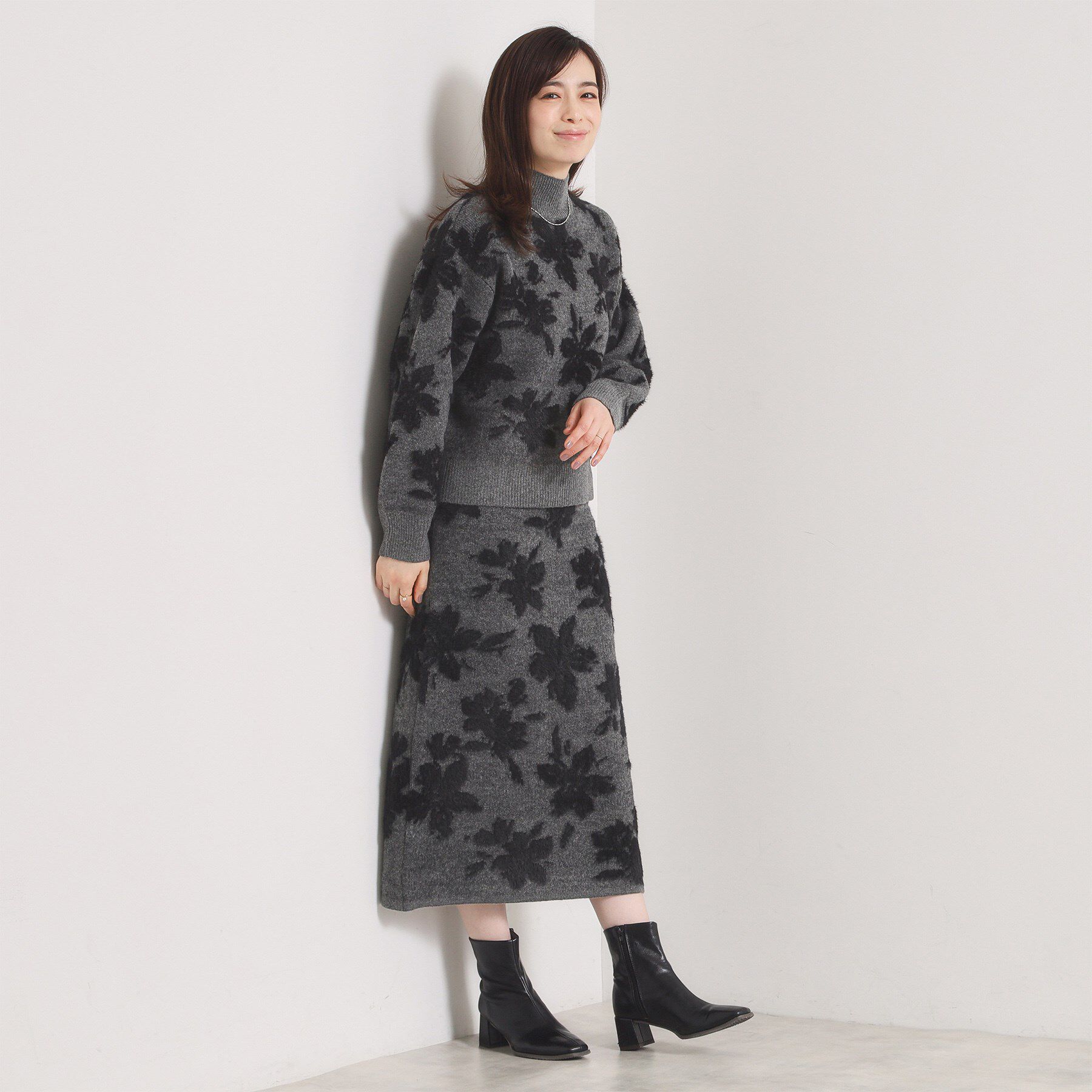 ITS&rsquo;DEMO「【手洗い可／セットアップ可】花柄フェザージャカードニットスカート」|スカート|