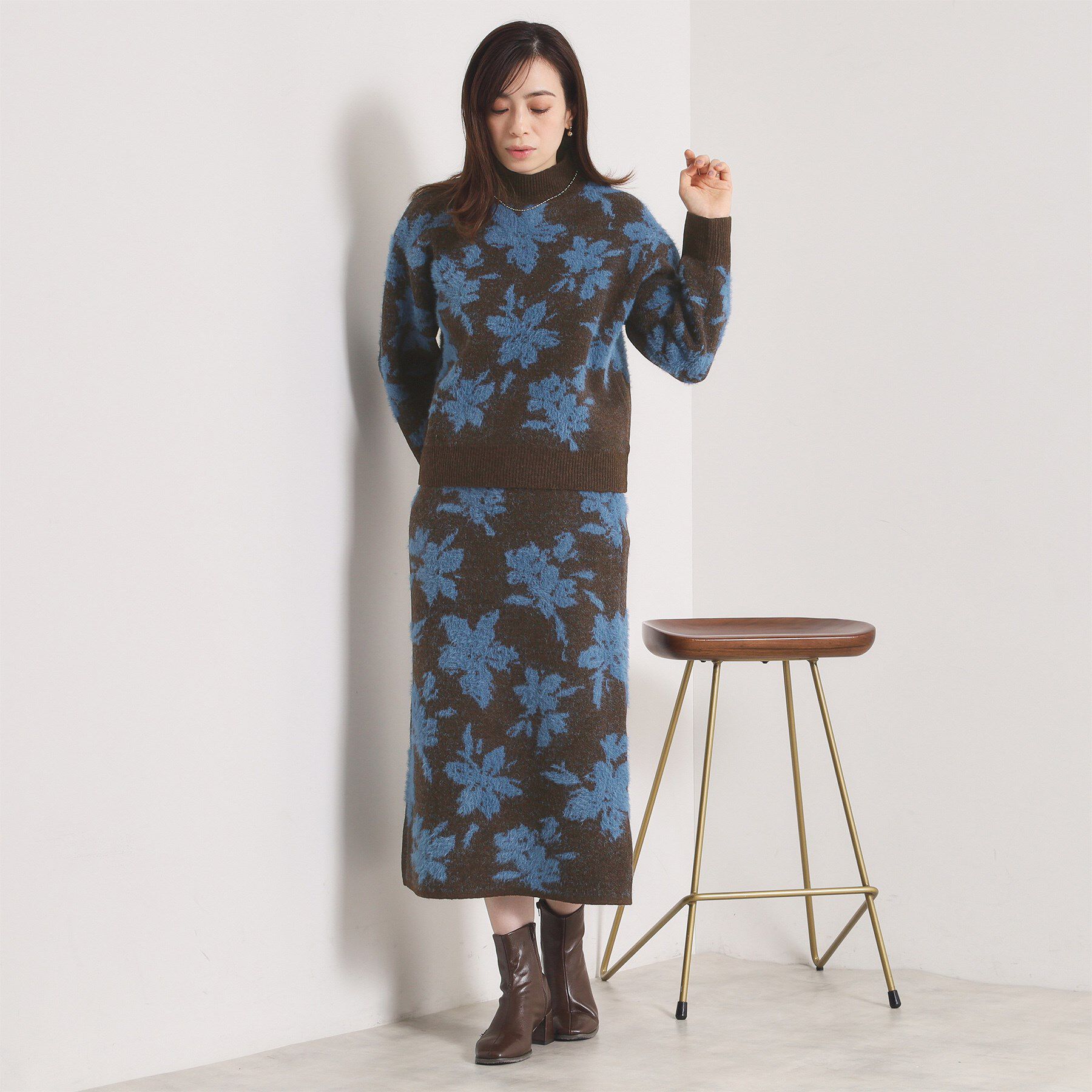 ITS&rsquo;DEMO「【手洗い可／セットアップ可】花柄フェザージャカードニットスカート」|スカート|