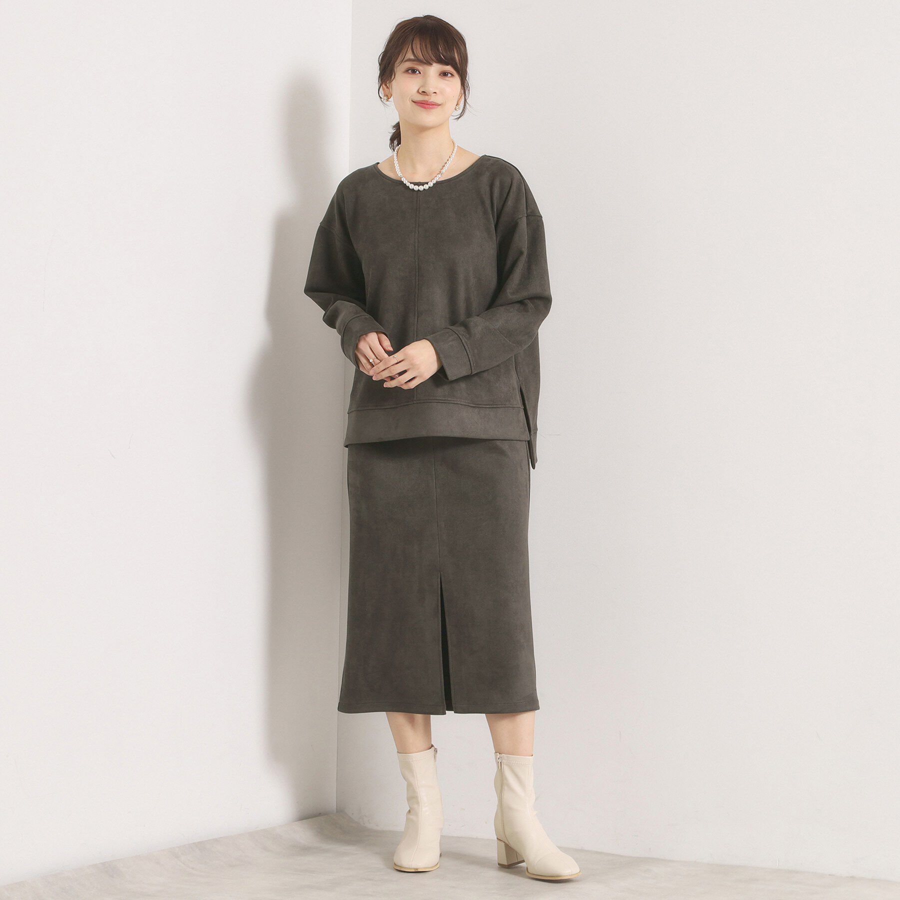 ITS&rsquo;DEMO「【セットアップ可／手洗い可】カットスエードスカート」|スカート|