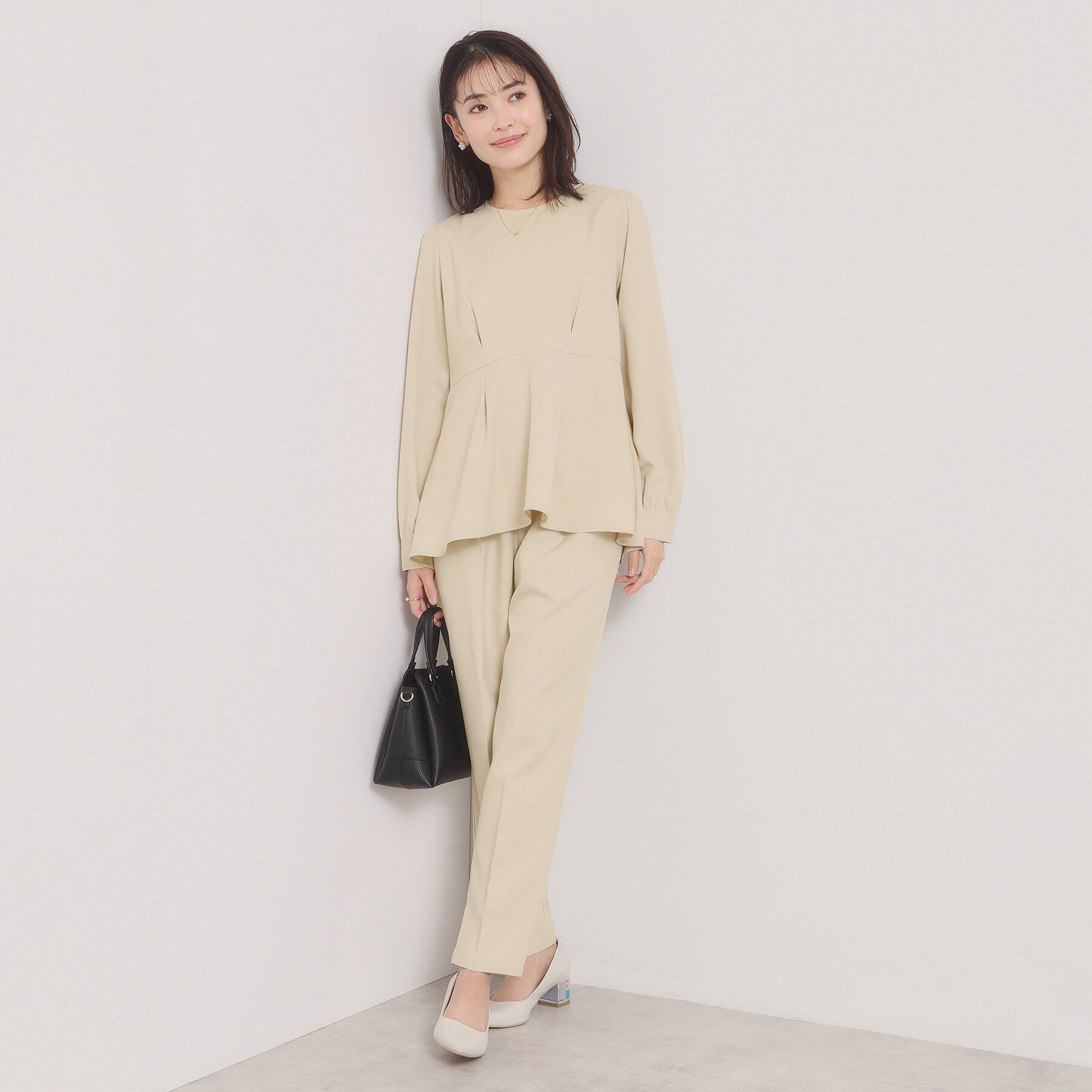 ITS&rsquo;DEMO「【入卒／洗濯機OK／イージーケア】ツイルストレッチペプラムブラウス」|シャツ・ブラウス|