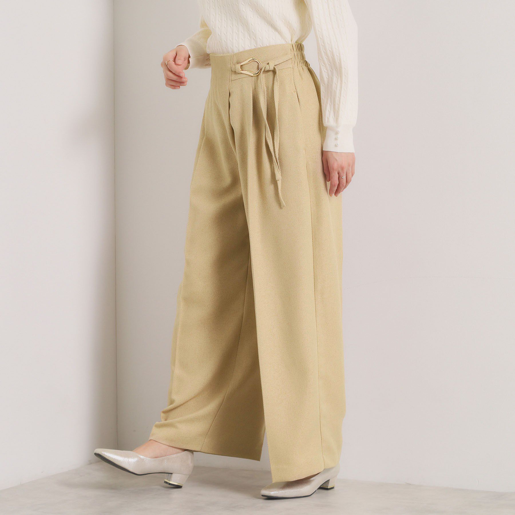ITS&rsquo;DEMO「【手洗い可／ウエストゴム】ループベルトワイドパンツ」|その他|ベージュ(052)