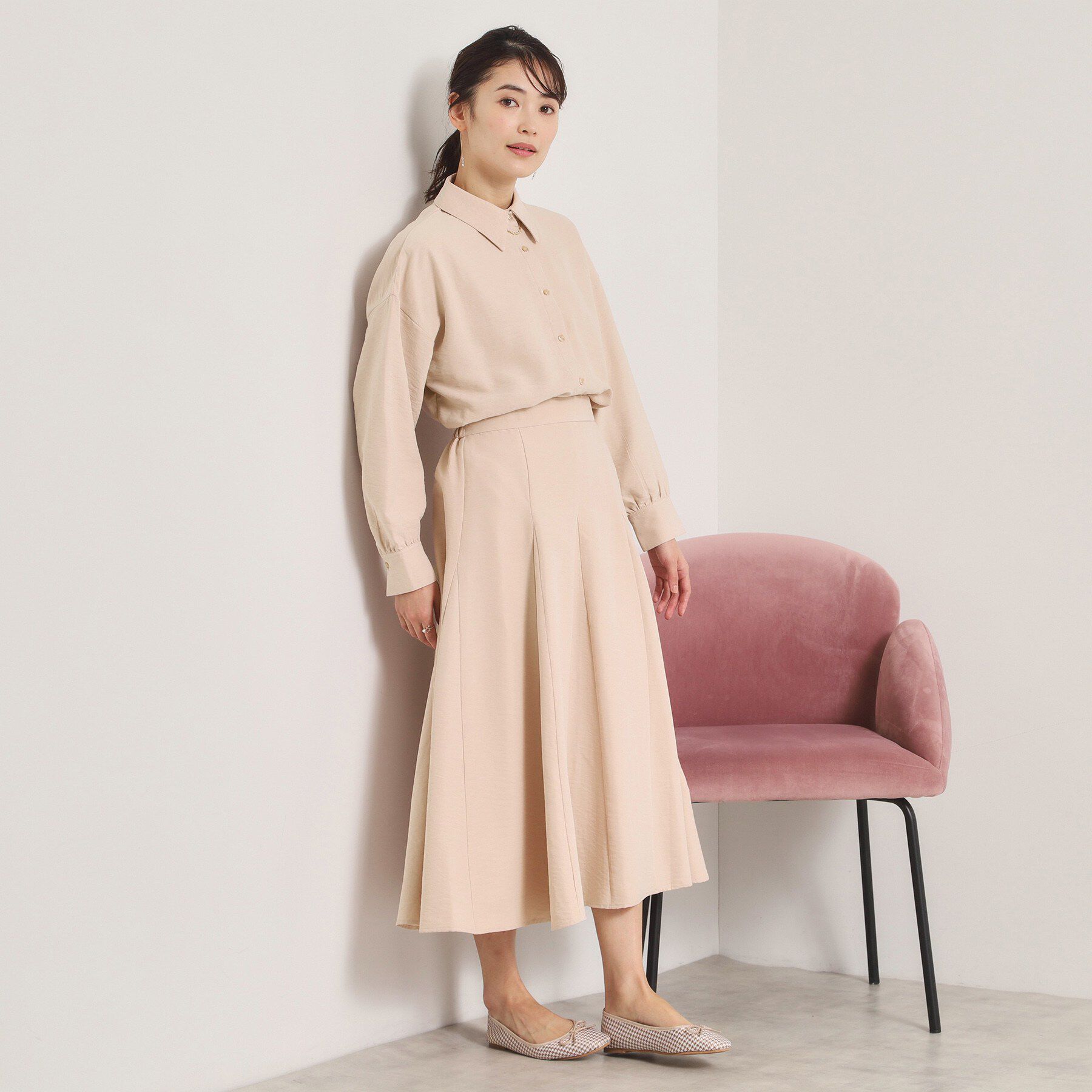 ITS&rsquo;DEMO「【手洗い可／セットアップ可】サテンピーチスカート」|スカート|