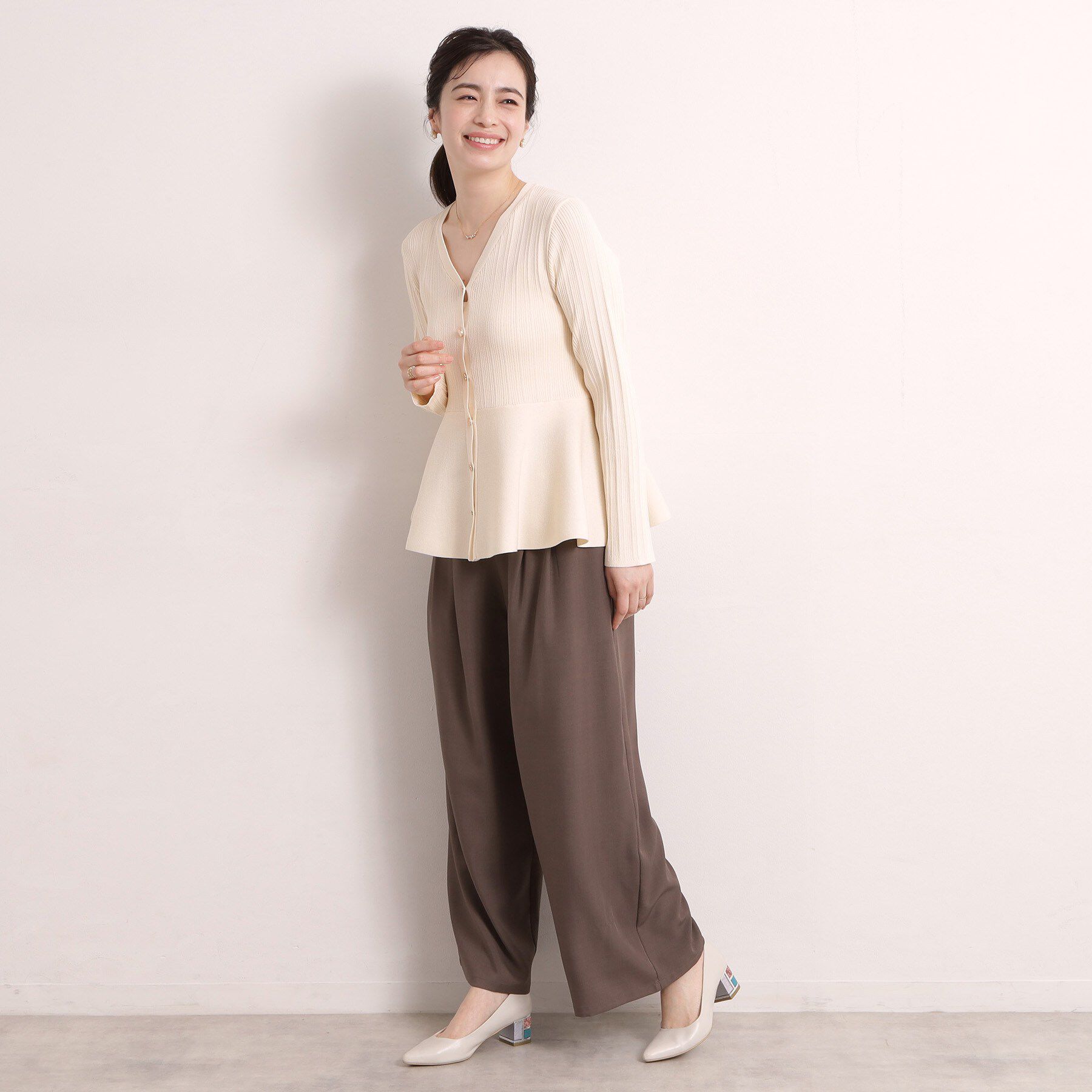 ITS&rsquo;DEMO「【手洗い可】前開きペプラムニット」|ニット・セーター|