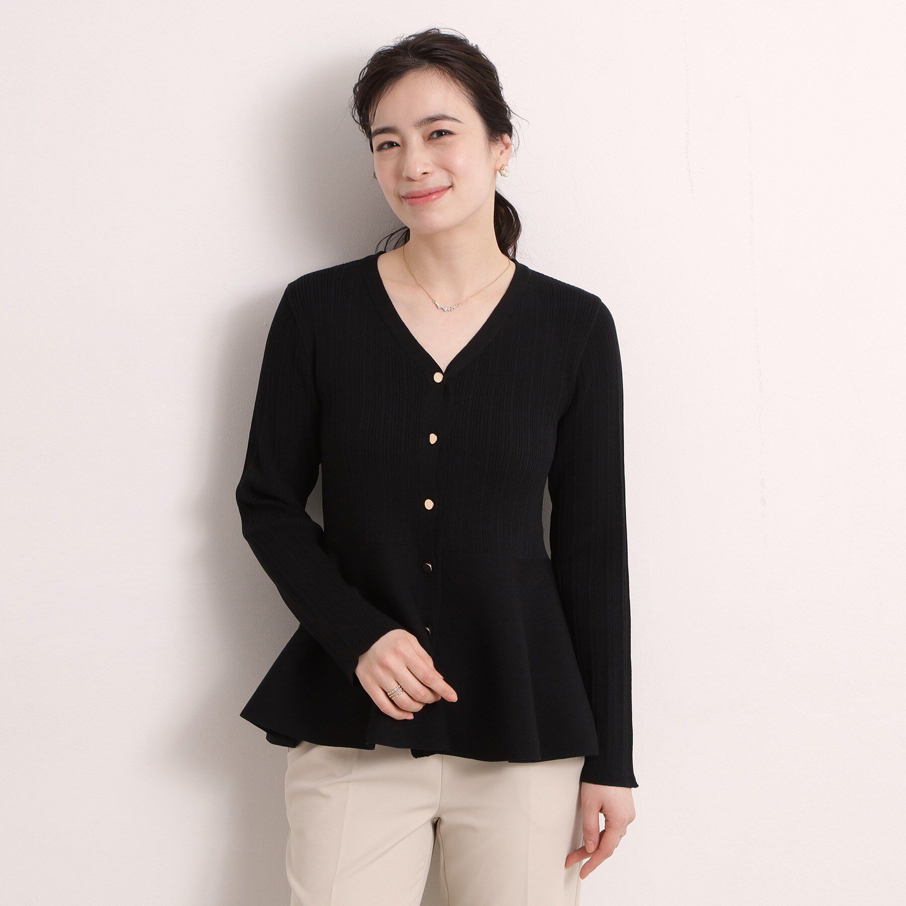 ITS&rsquo;DEMO「【手洗い可】前開きペプラムニット」|ニット・セーター|