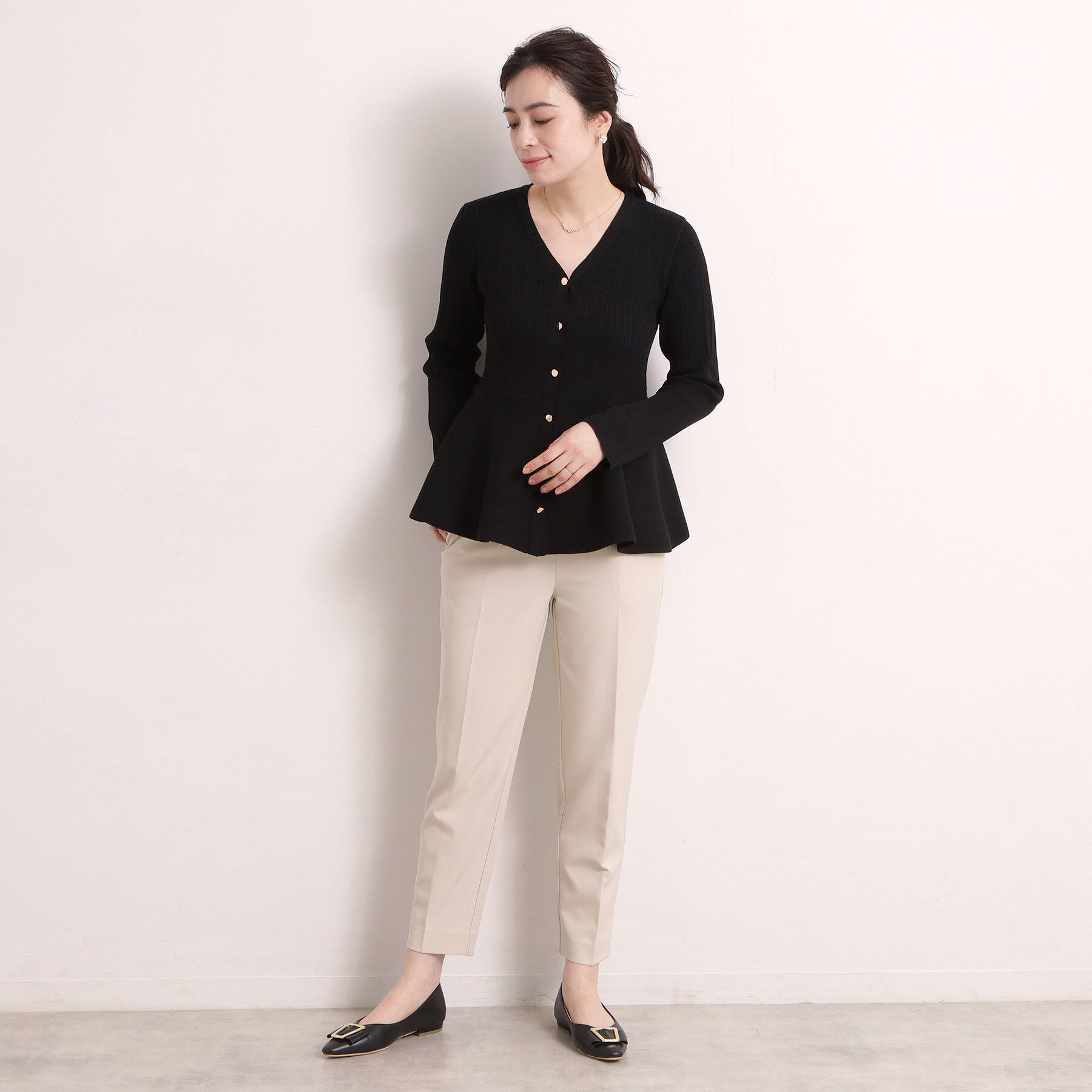 ITS&rsquo;DEMO「【手洗い可】前開きペプラムニット」|ニット・セーター|